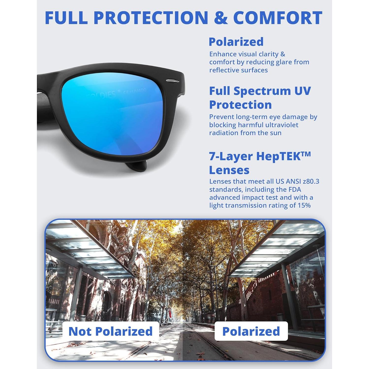 Gafas de sol plegables HepTEK UV400 con estuche de cuero