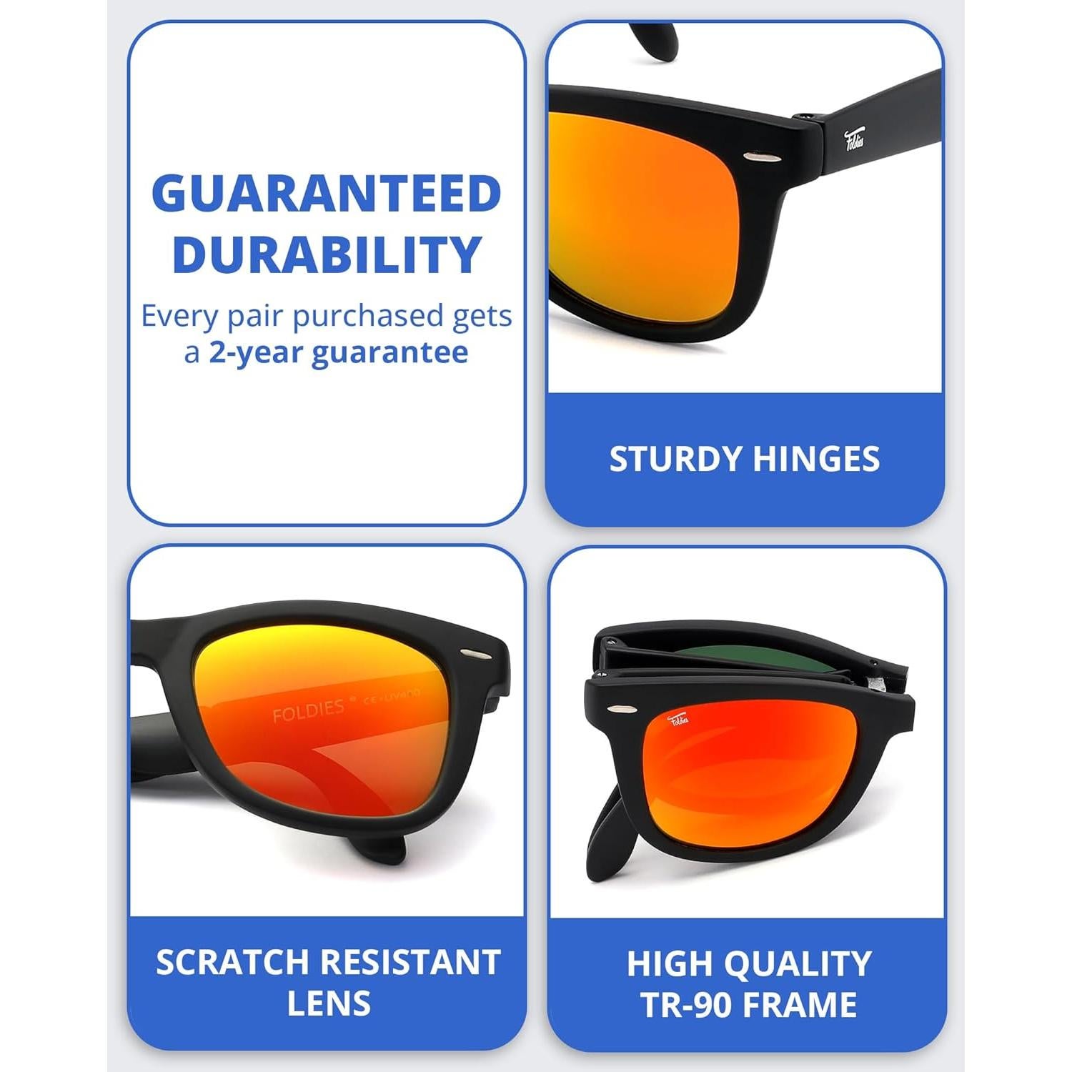 Gafas de sol plegables HepTEK UV400 con estuche de cuero