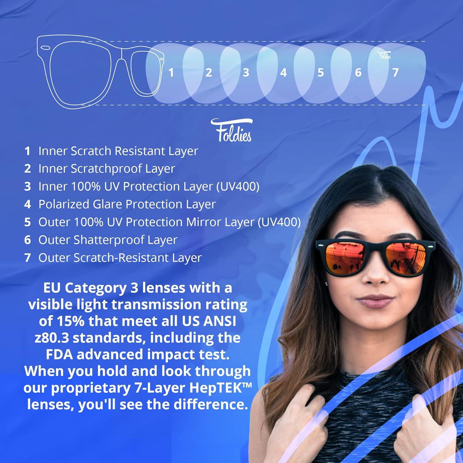 Gafas de sol plegables HepTEK UV400 con estuche de cuero