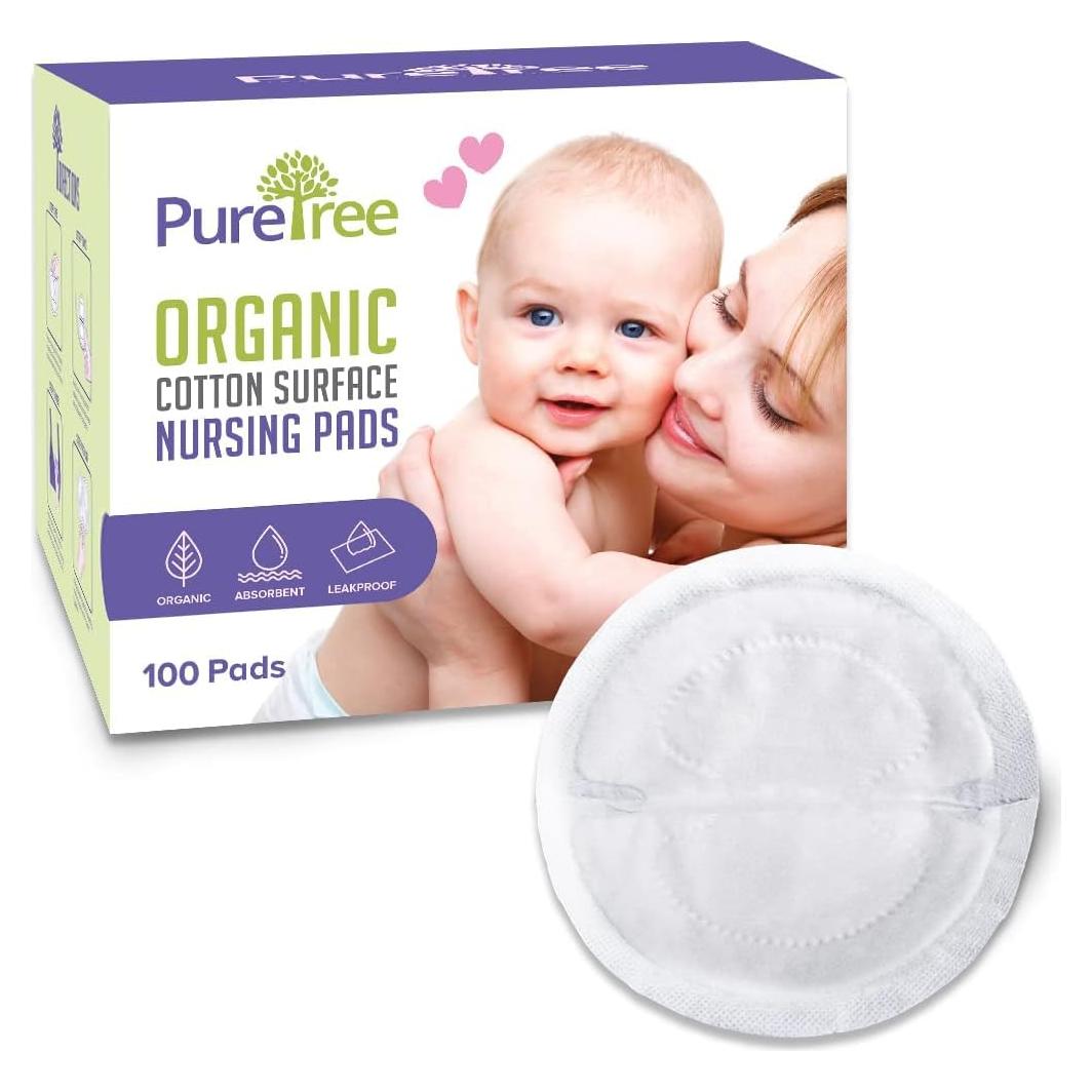 Almohadillas de Lactancia Desechables PureTree - 100% Algodón Orgánico - 100 Unidades