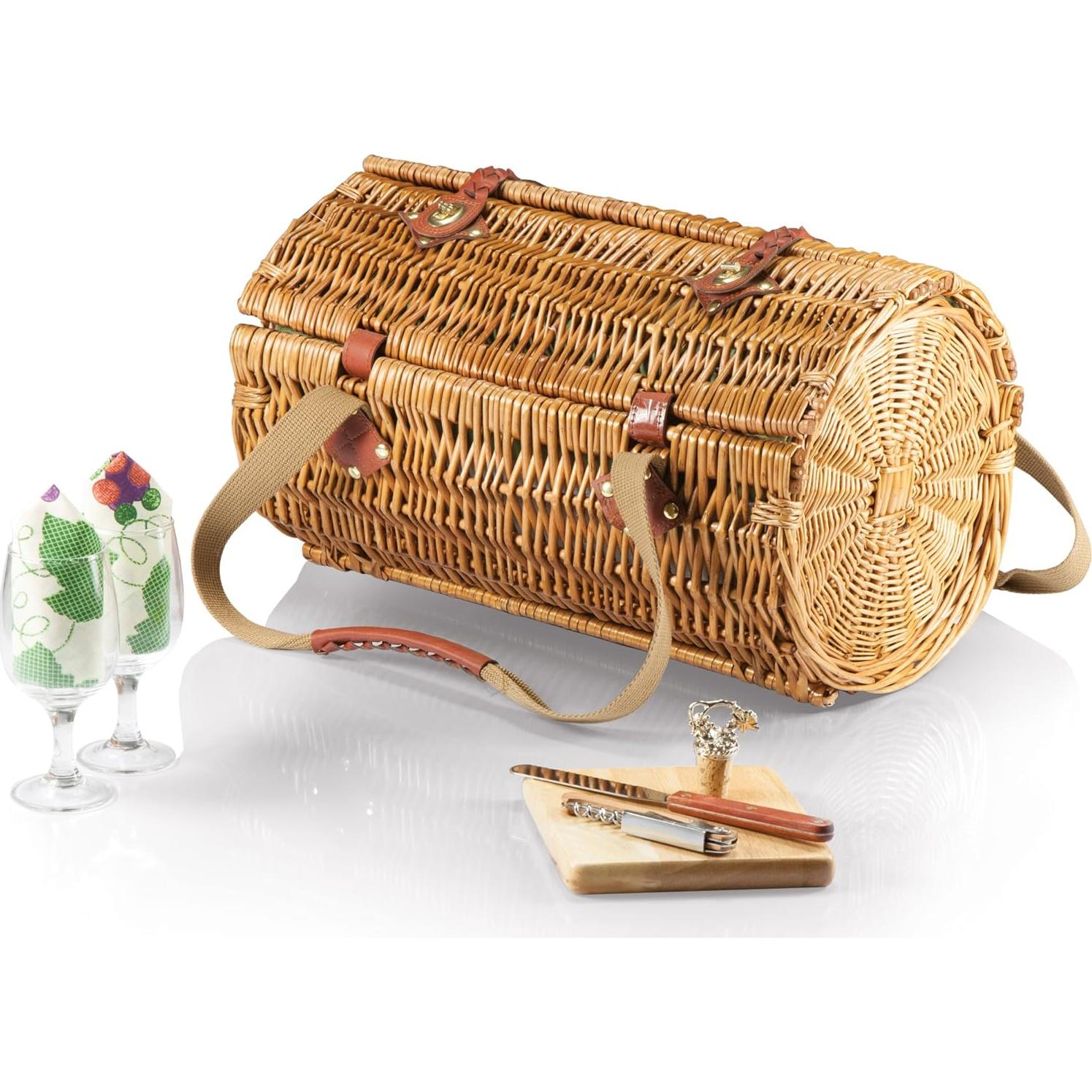 Cesta de Picnic de Vino y Queso Verona Picnic Time - Verde Pino
