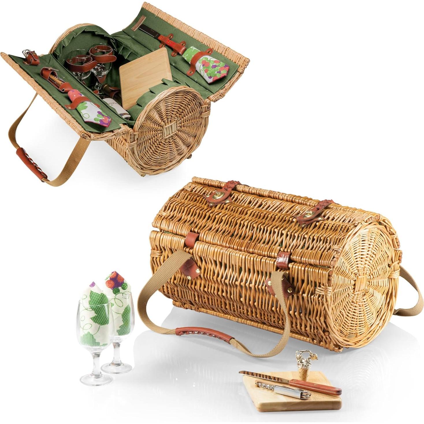 Cesta de Picnic de Vino y Queso Verona Picnic Time - Verde Pino