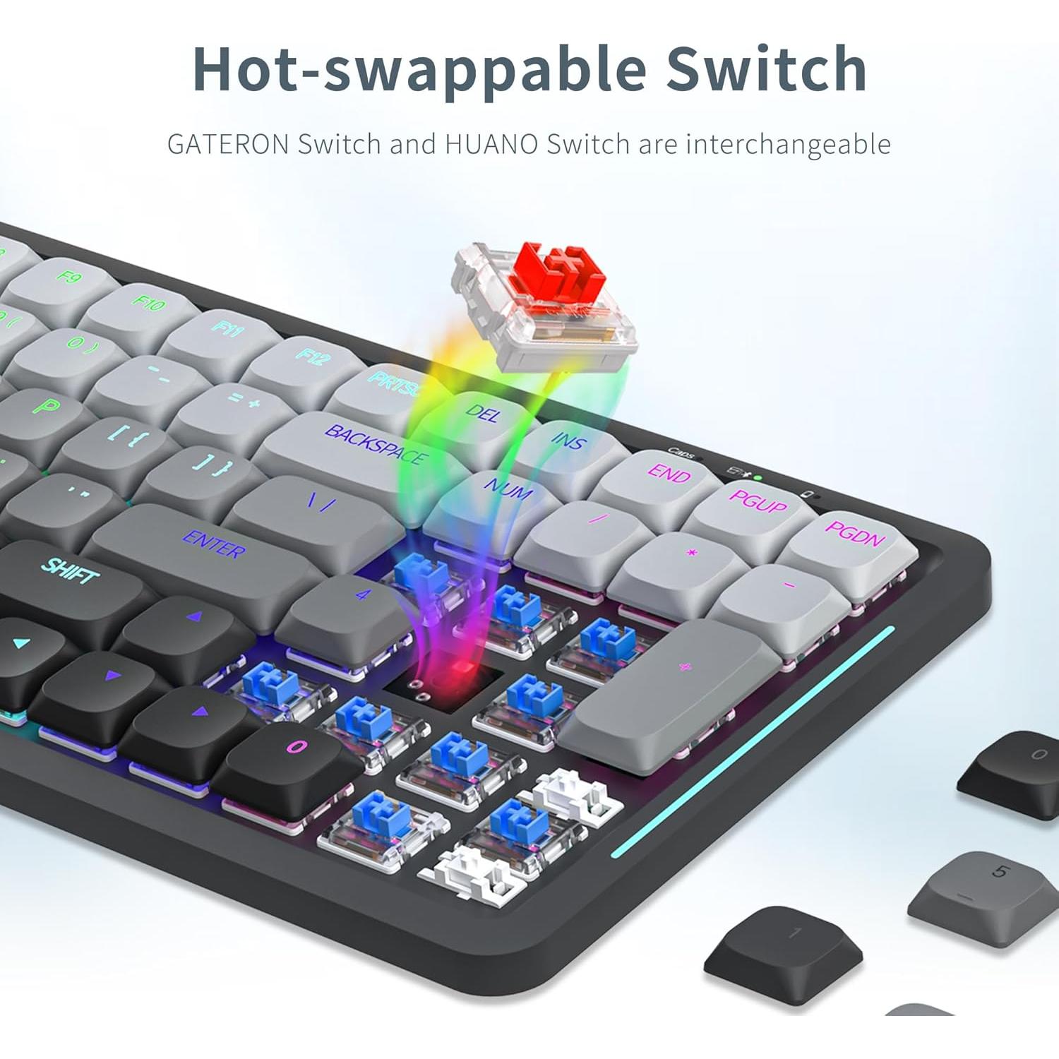 Teclado Mecánico Newmen SK01 Compacto 100 Teclas RGB Inalámbrico