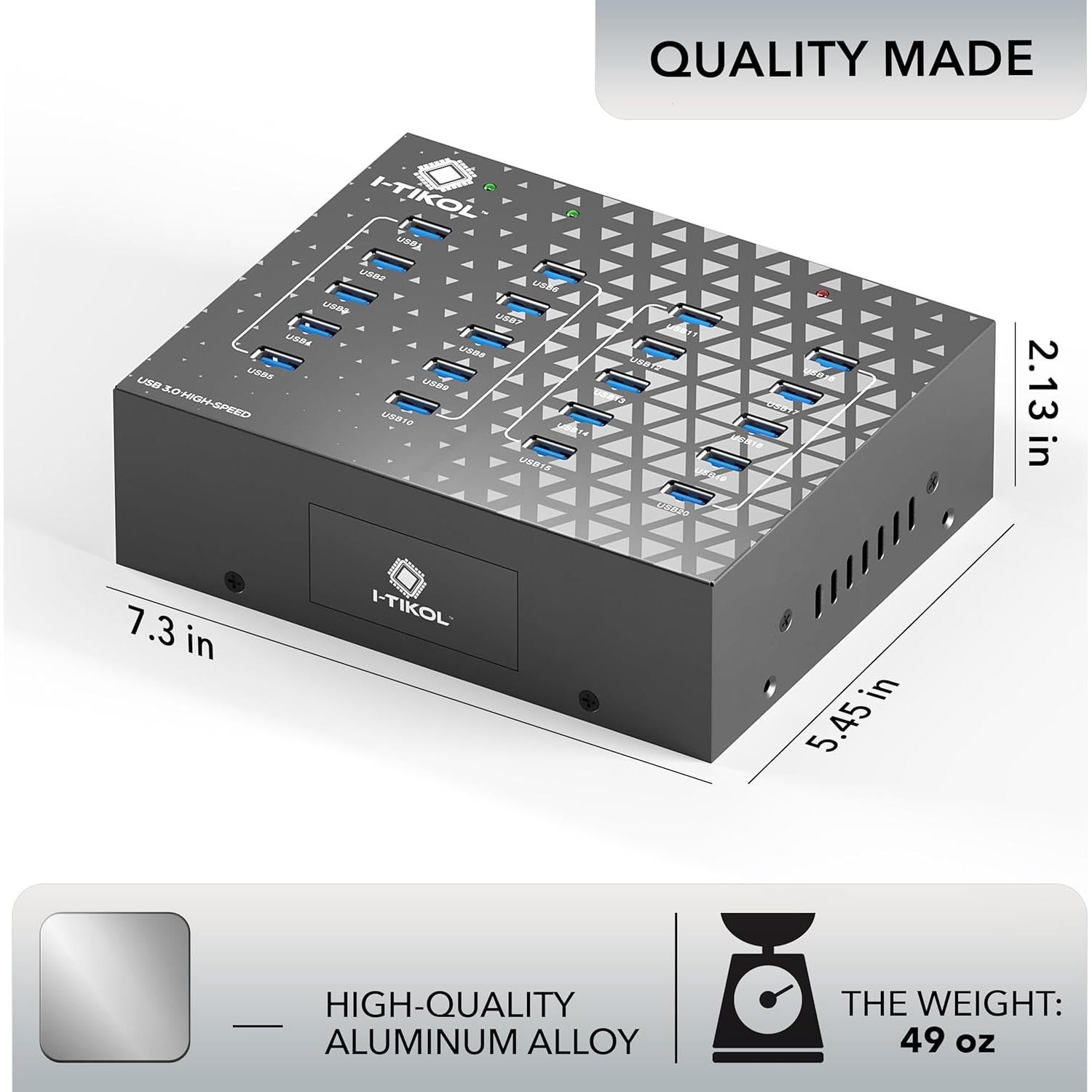 Hub Divisor USB 3.0 I-Tikol 20 Puertos 110W Alta Velocidad