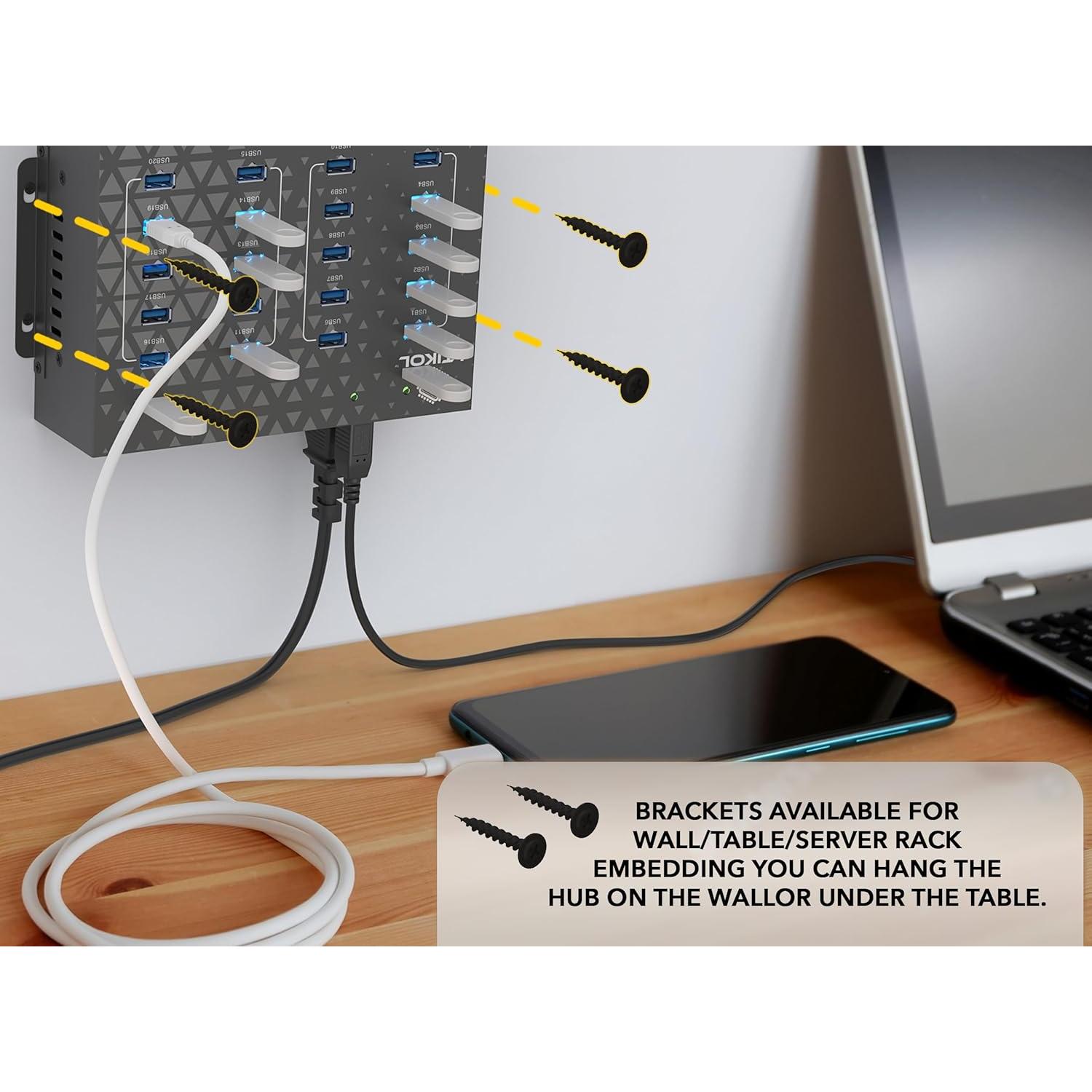 Hub Divisor USB 3.0 I-Tikol 20 Puertos 110W Alta Velocidad