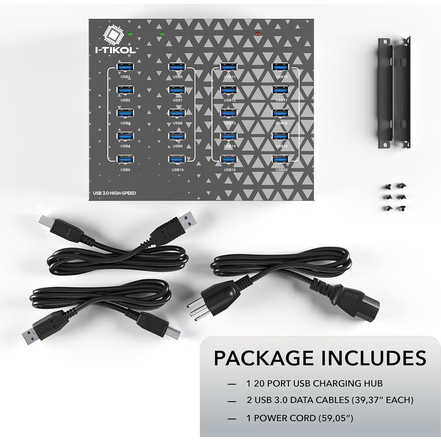 Hub Divisor USB 3.0 I-Tikol 20 Puertos 110W Alta Velocidad