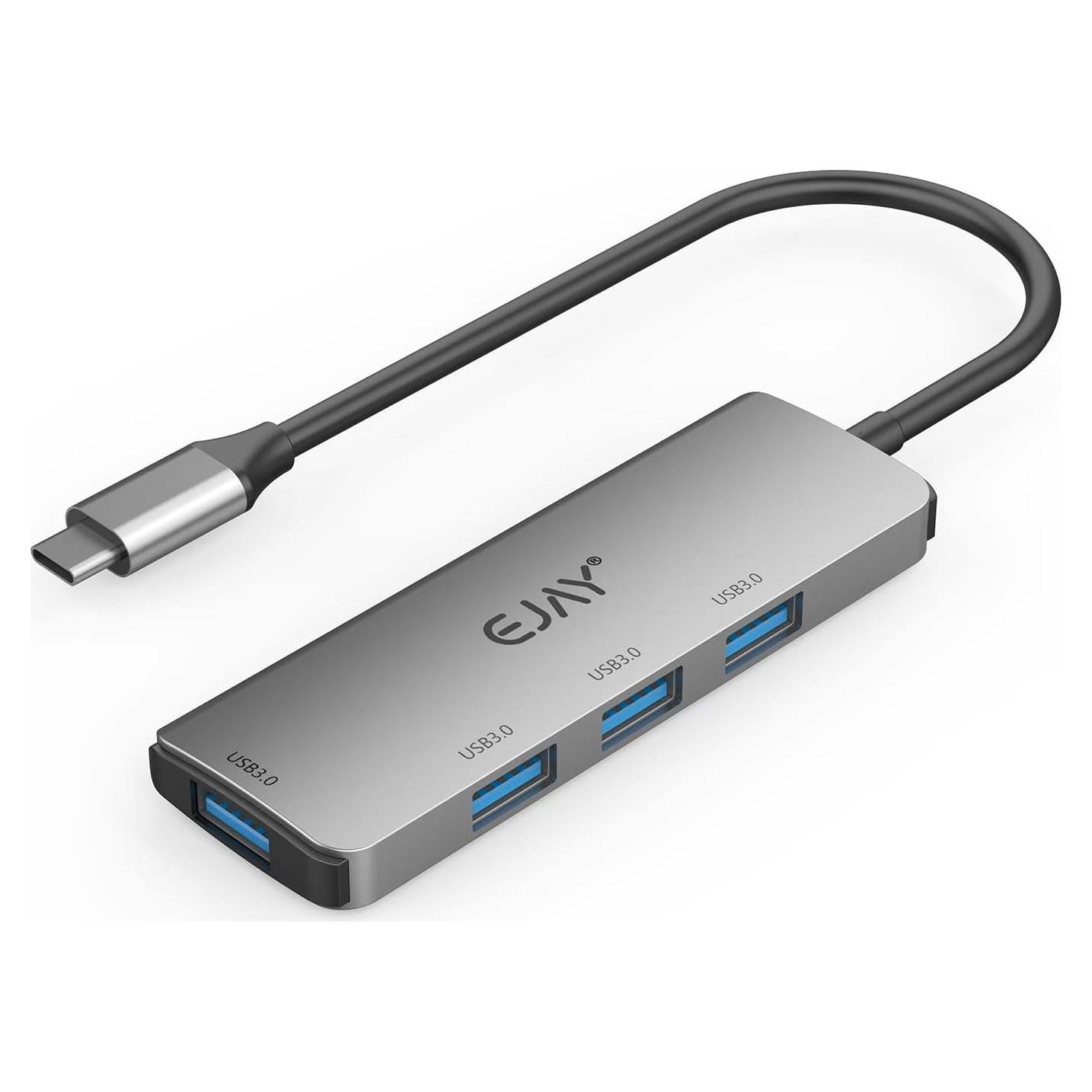 Adaptador Hub USB-C 4 Puertos EJAY A01-4U-C Aluminio 5Gbps