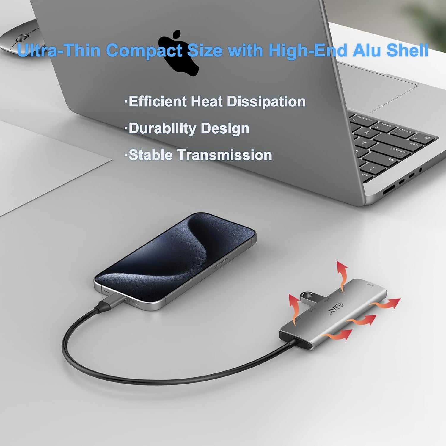 Adaptador Hub USB-C 4 Puertos EJAY A01-4U-C Aluminio 5Gbps