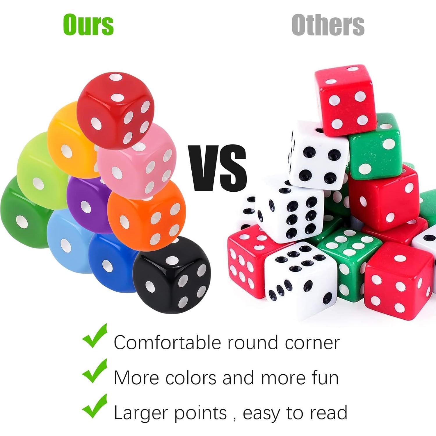 Juego de Dados Sólidos 16mm Attom Tech 50PCS 10 Colores