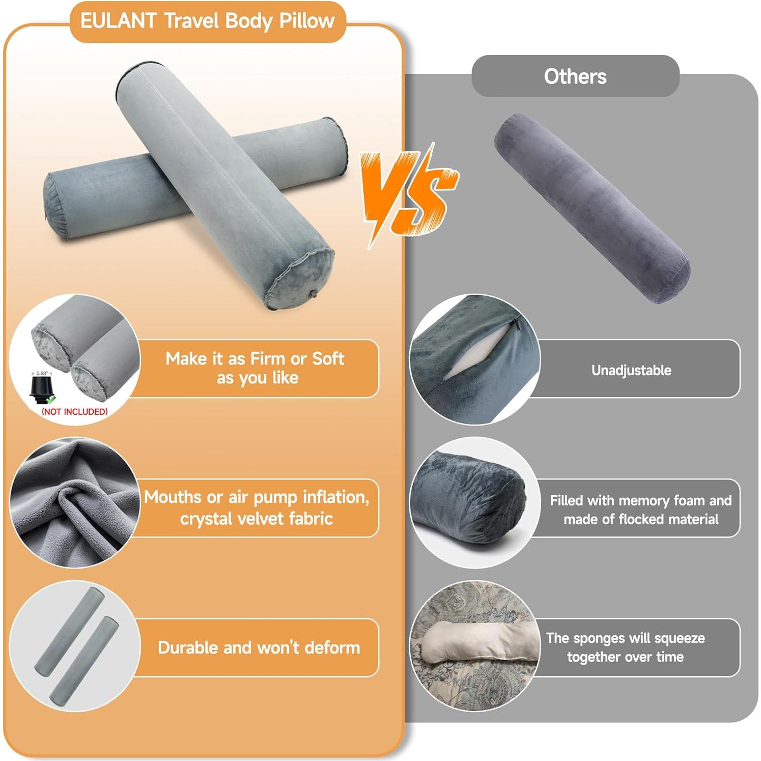 Almohada Corporal Inflable EULANT 120cm Gris para Adultos