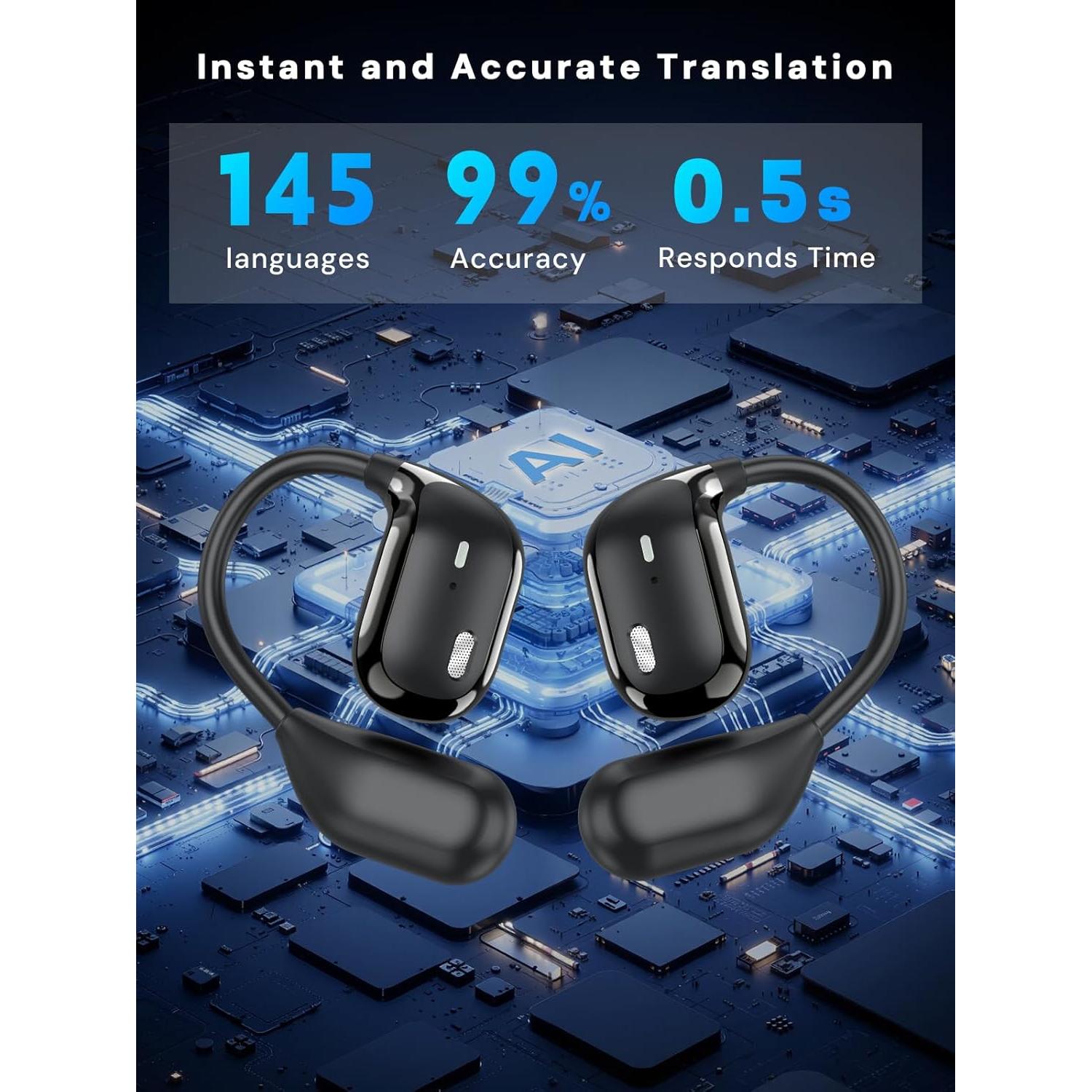Auriculares Traductores AI PowerlotZero Bluetooth 5.4 145 Idiomas