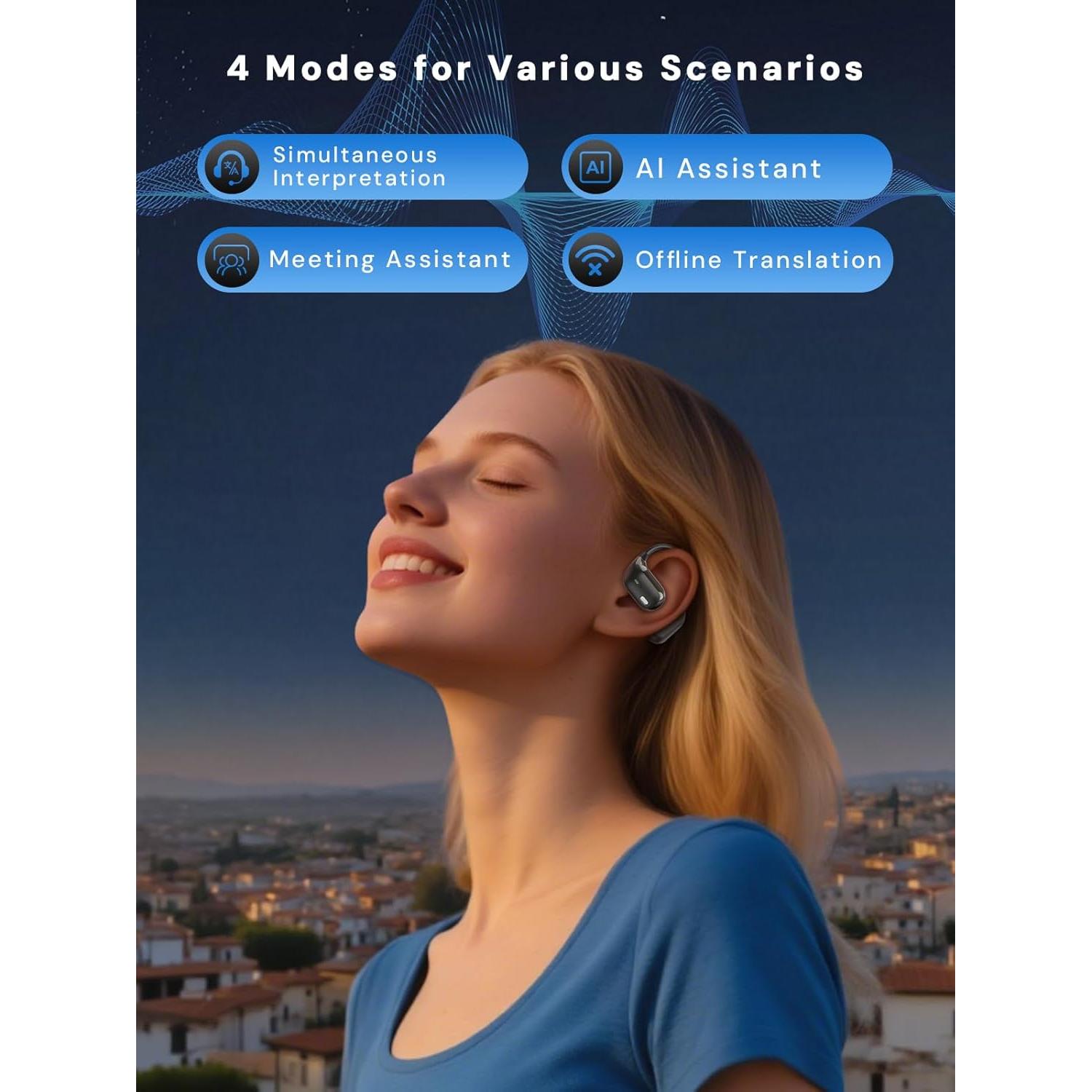 Auriculares Traductores AI PowerlotZero Bluetooth 5.4 145 Idiomas