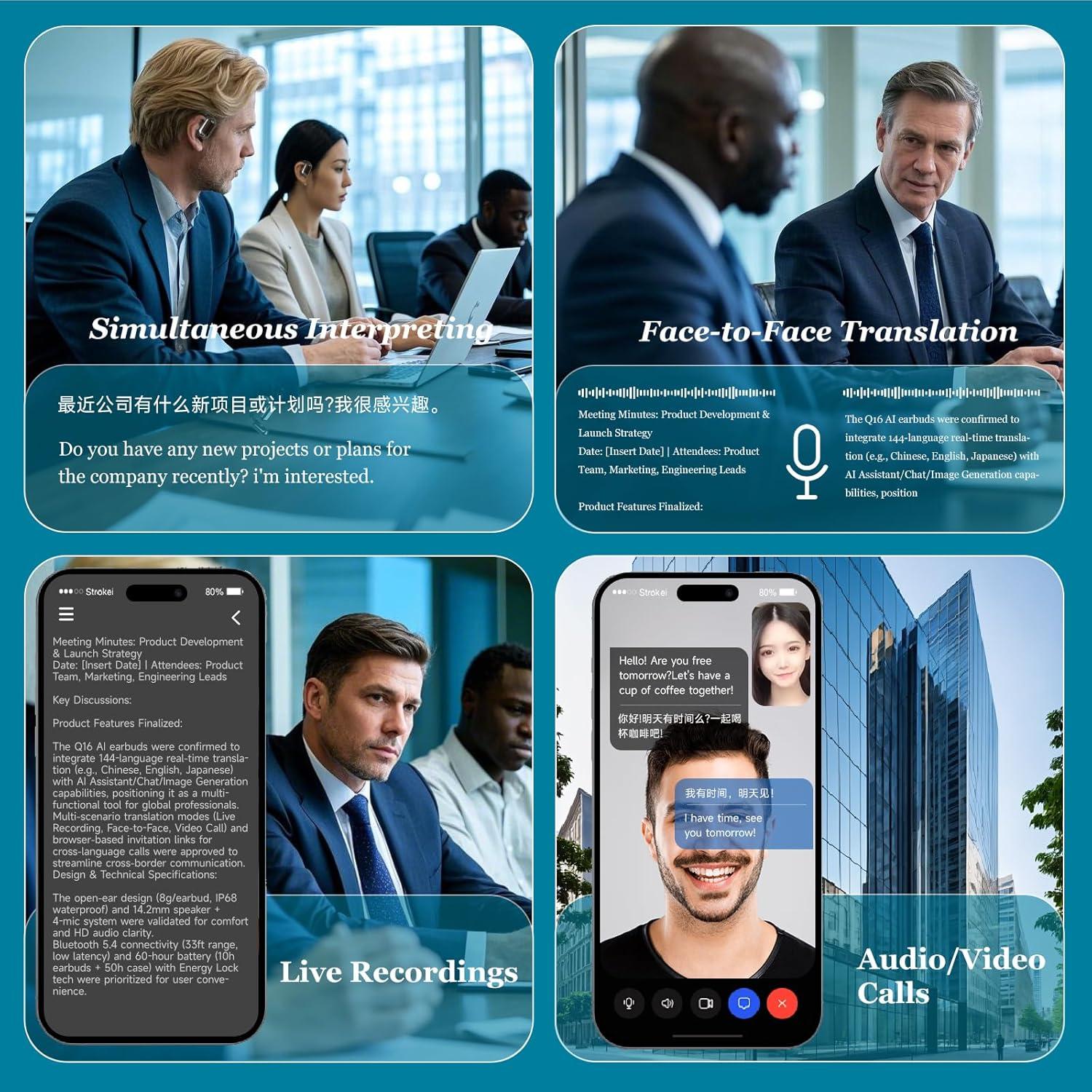 Auriculares Traductores Inalámbricos EKOTTOK 144 Idiomas 60 Horas