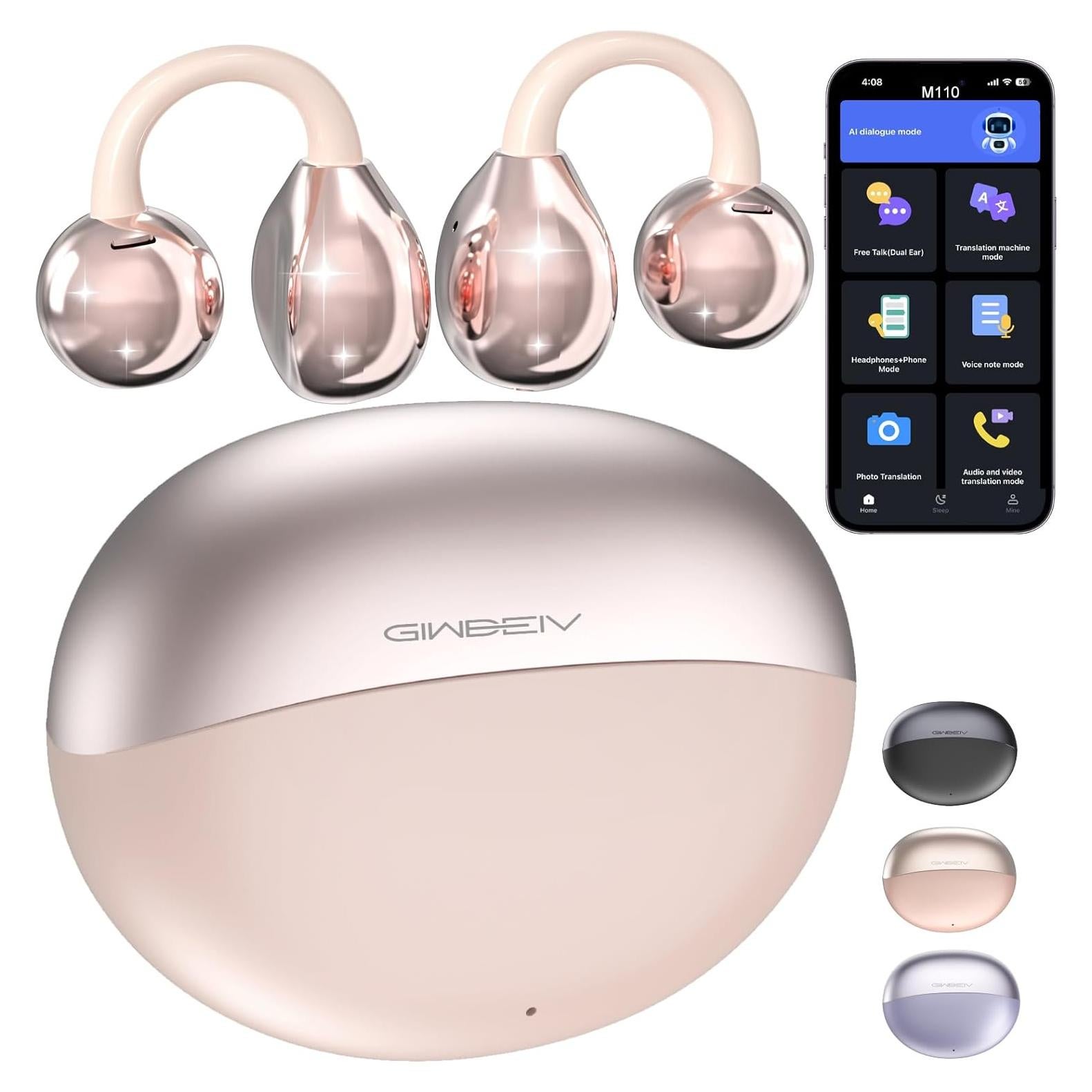 Auriculares Traductores Giwbeiv Bluetooth 5.4 164 Idiomas Rosa