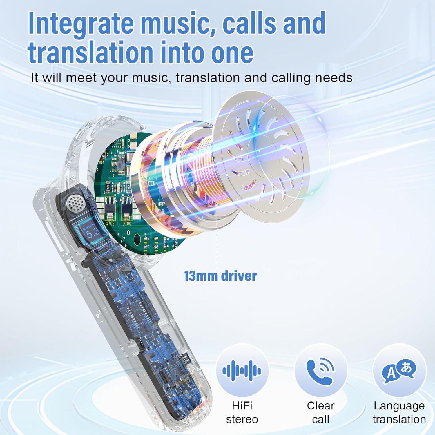 Auriculares Traductores SKIUDCT BK01 Bluetooth 5.3 48H 164 Idiomas