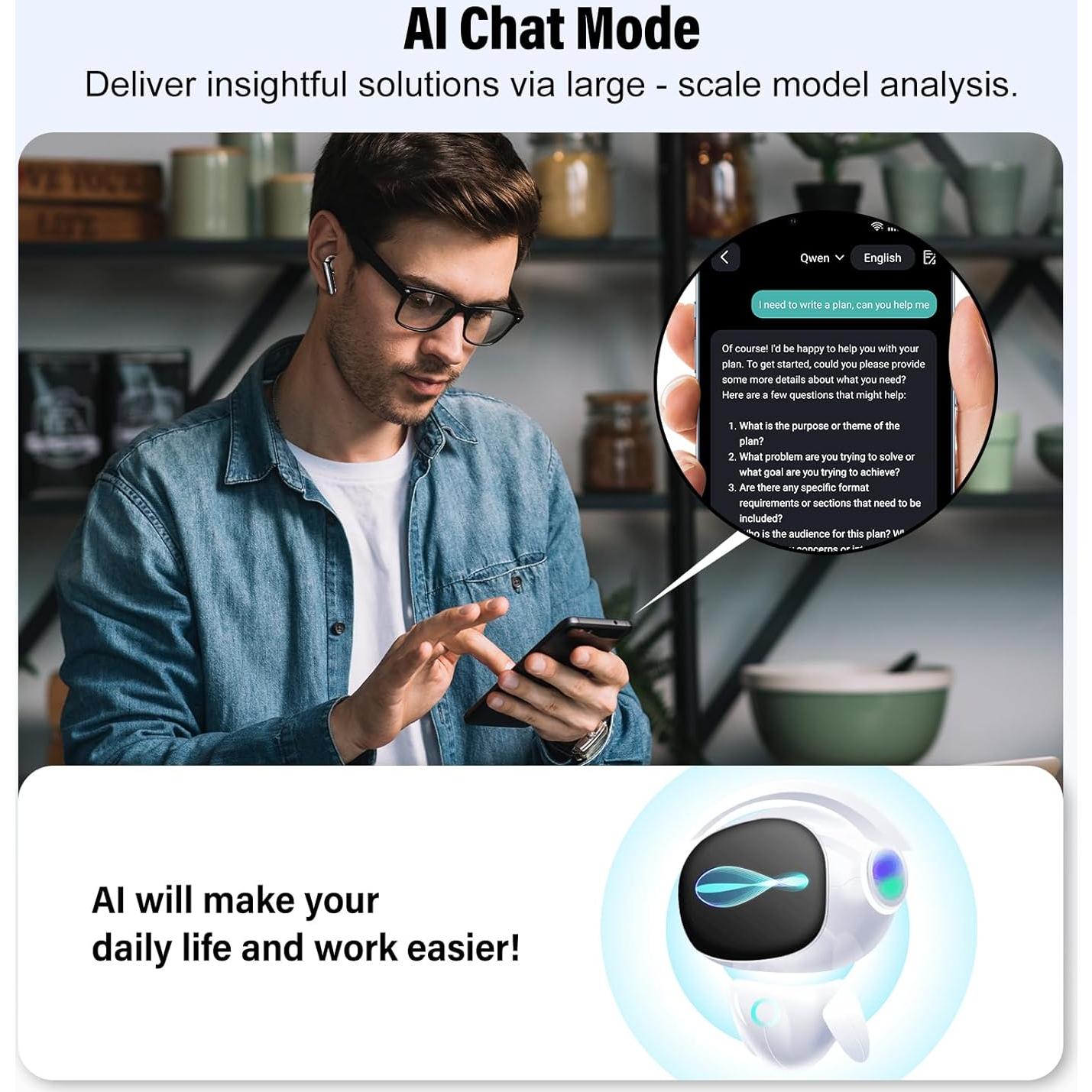 Auriculares Traductores SKIUDCT BK01 Bluetooth 5.3 48H 164 Idiomas