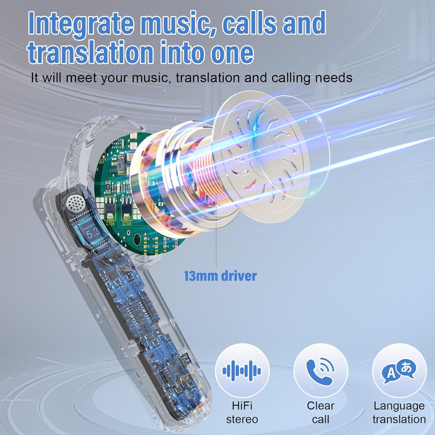 Auriculares Traductores Thunelec BK01 Bluetooth 5.3 48H 164 Idiomas