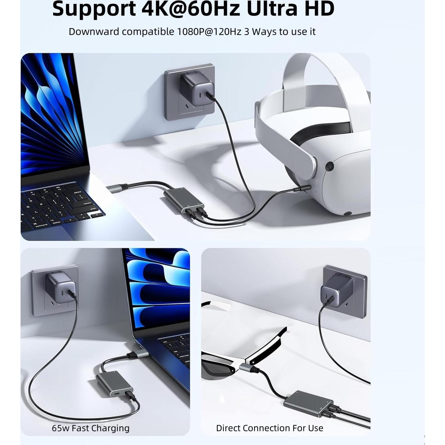 Adaptador USB-C a Gafas AR XREAL Hub 65W 60Hz