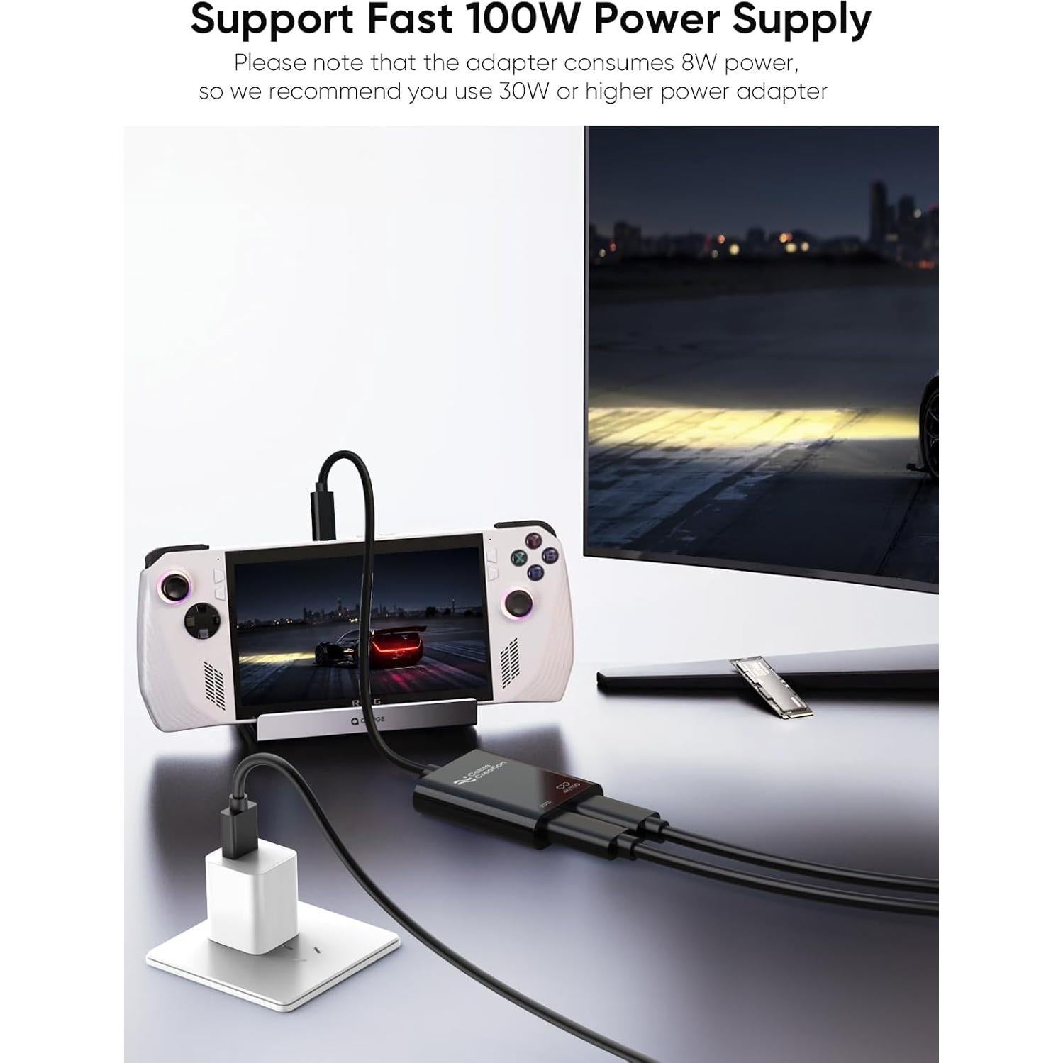 Adaptador USB-C a Gafas AR CableCreation 4K 60Hz Carga Rápida 100W