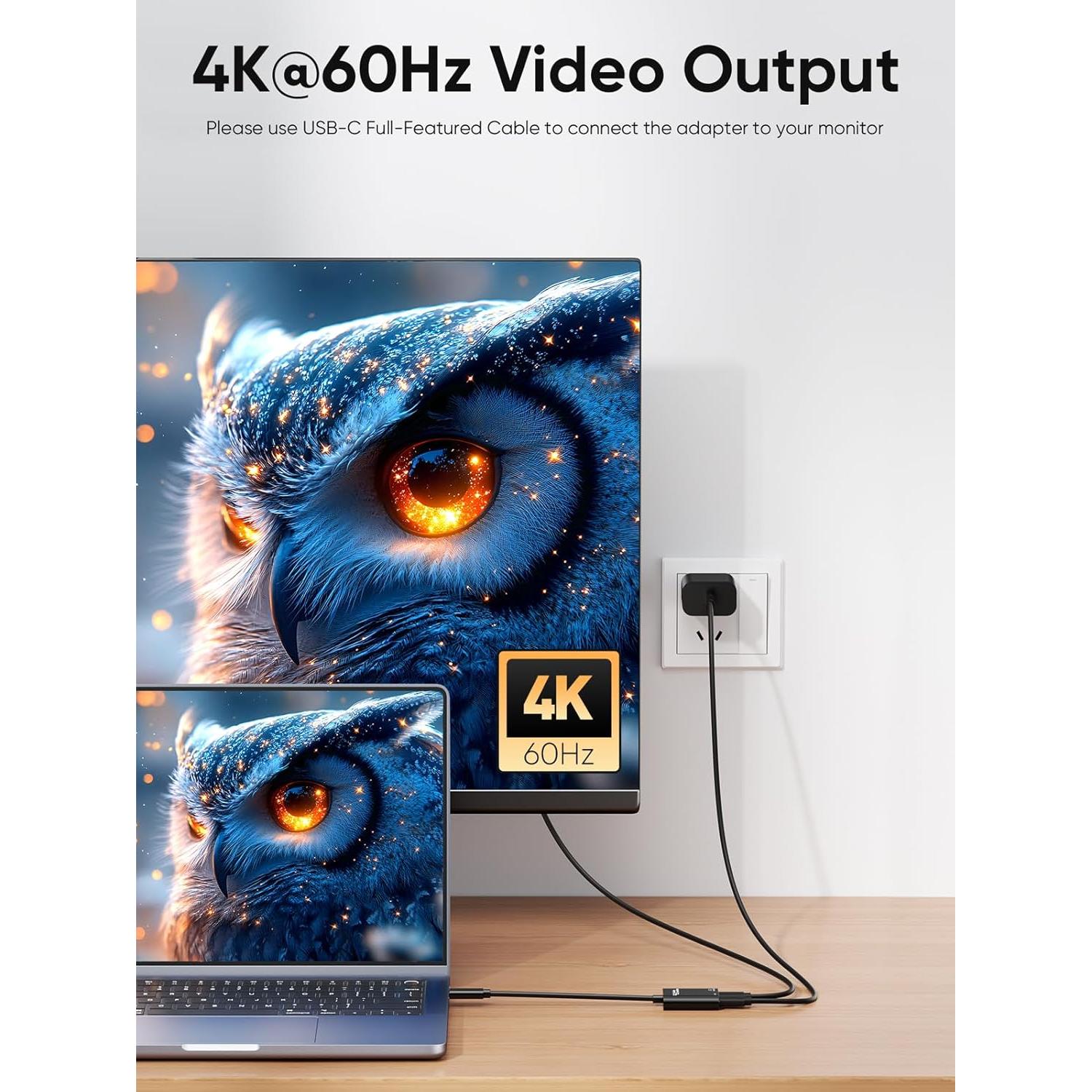 Adaptador USB-C a Gafas AR CableCreation 4K 60Hz Carga Rápida 100W