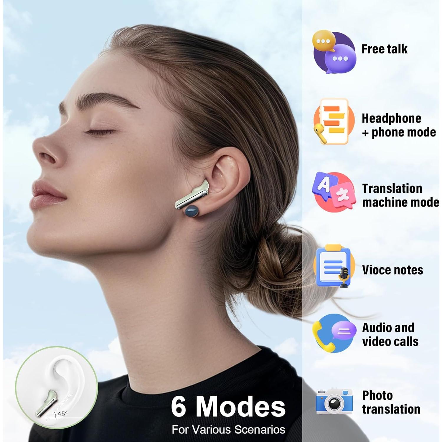 Auriculares Traductores SKIUDCT BK01 Bluetooth 5.3 48H Verde