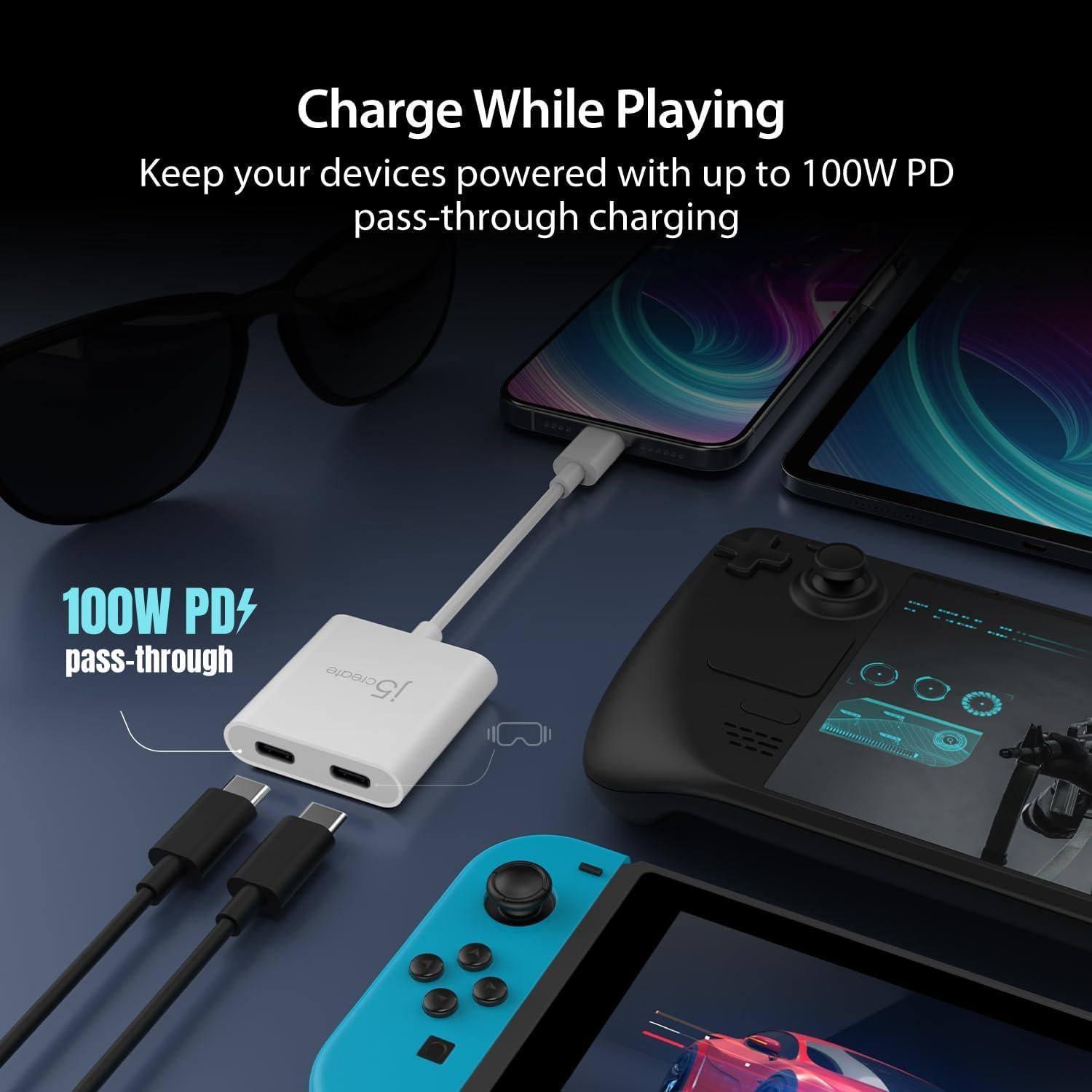 Adaptador USB-C j5create JCA164 4K 240Hz Carga 100W