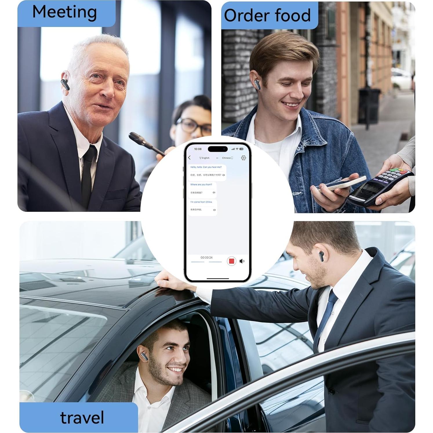 Auriculares Traductores FVYAO Bluetooth 5.4, 134 Idiomas, ANC