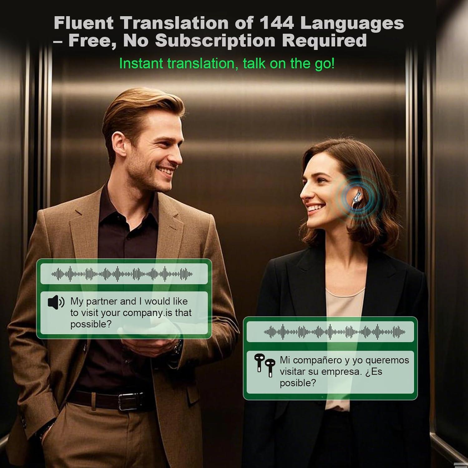 Auriculares Traductores AI Hearisay TWS 144 Idiomas 99% Precisión