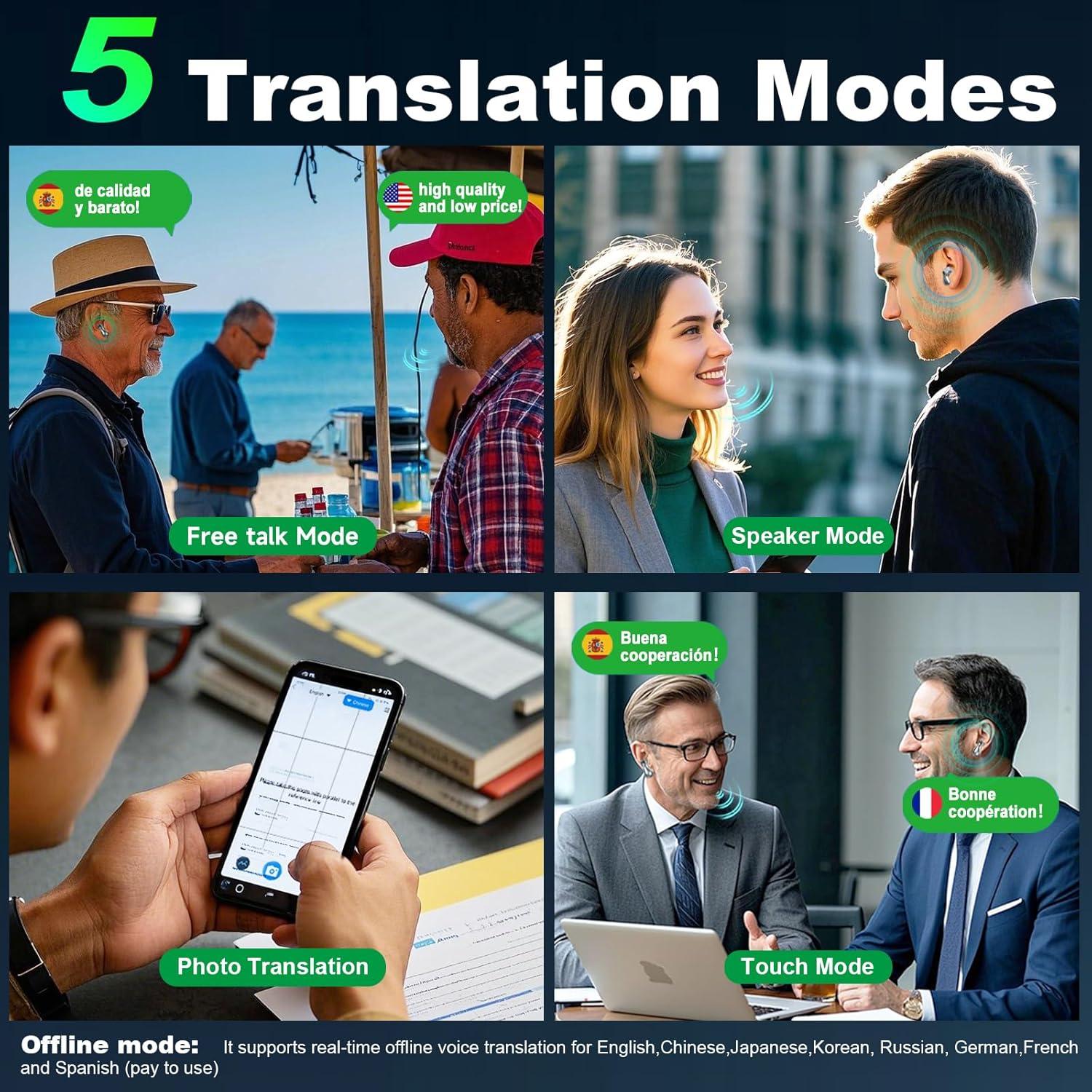 Auriculares Traductores AI Hearisay TWS 144 Idiomas 99% Precisión