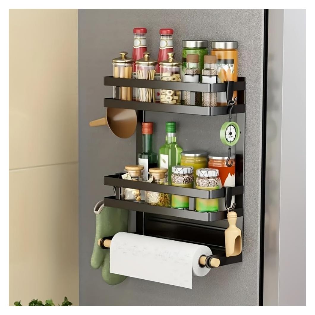 Estante Magnético para Especias PTAEXCEL Negro 37.1x30x11.7 cm