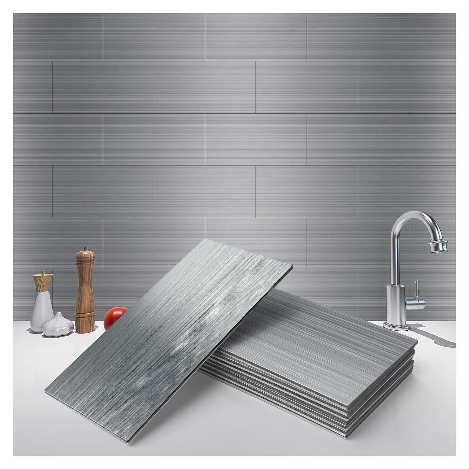 Azulejos Autoadhesivos Art3d de Acero Inoxidable 100 Piezas