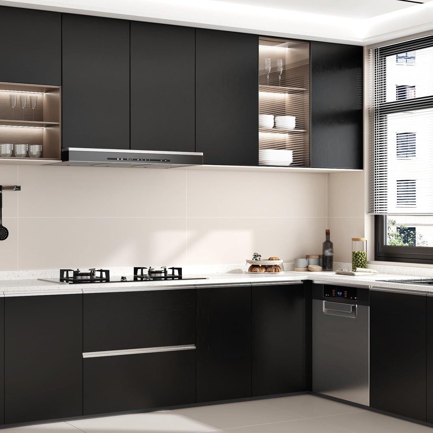 Papel Tapiz Texturizado Negro WESTICK 40 x 203 cm para Electrodomésticos