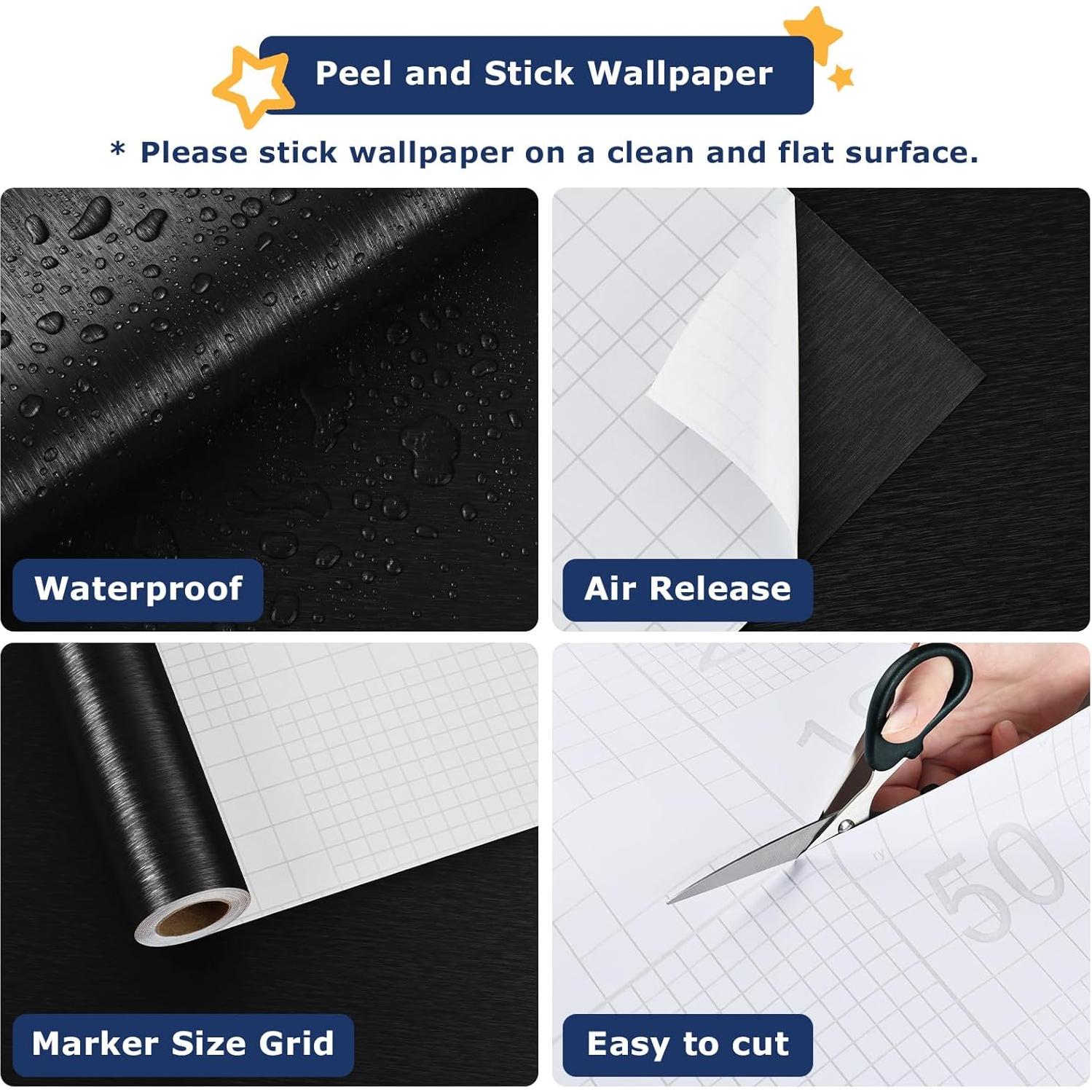 Papel Tapiz Texturizado Negro WESTICK 40 x 203 cm para Electrodomésticos