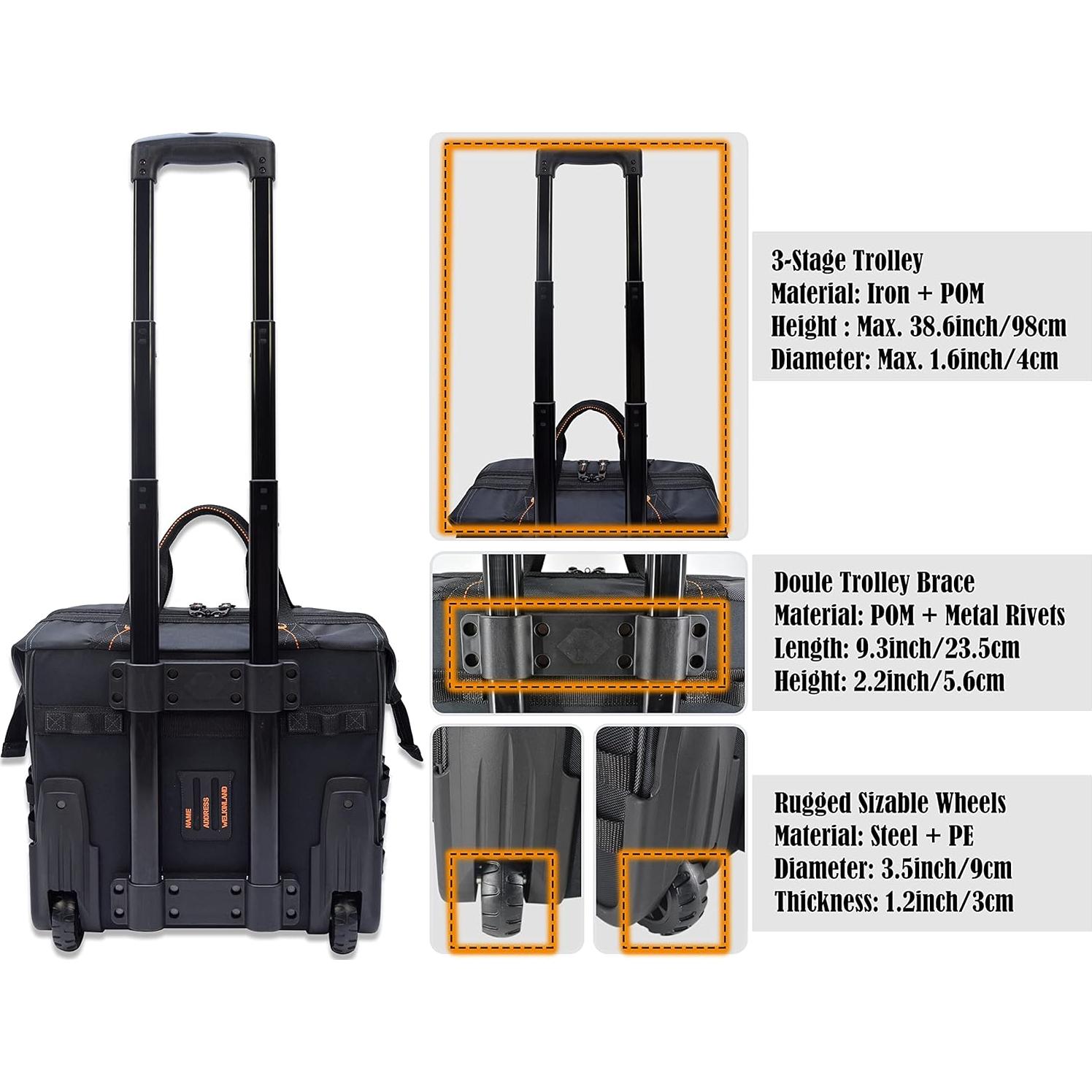 Bolsa de Herramientas Rodante WELKINLAND 46 Bolsillos 26"