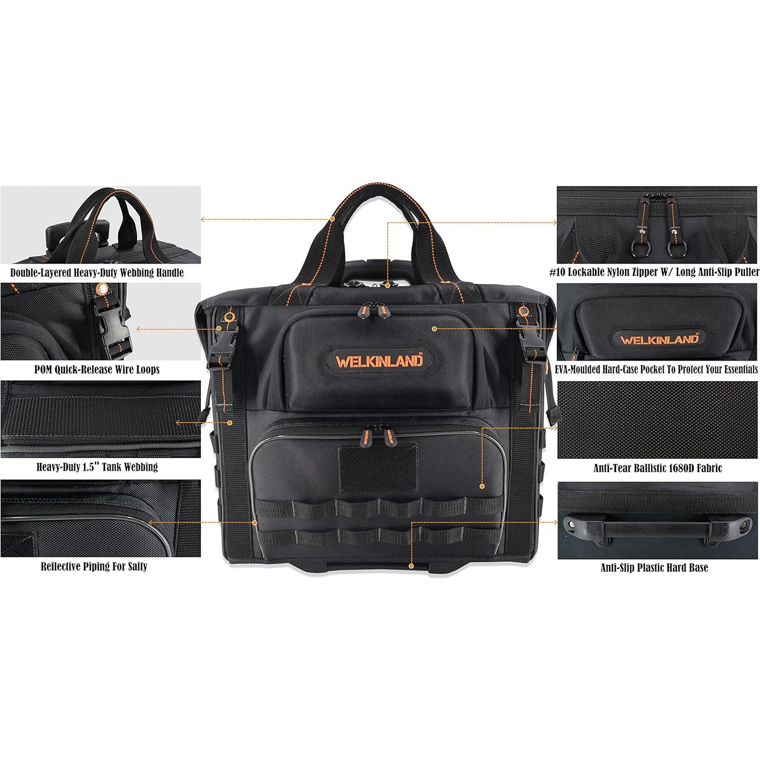 Bolsa de Herramientas Rodante WELKINLAND 46 Bolsillos 26"