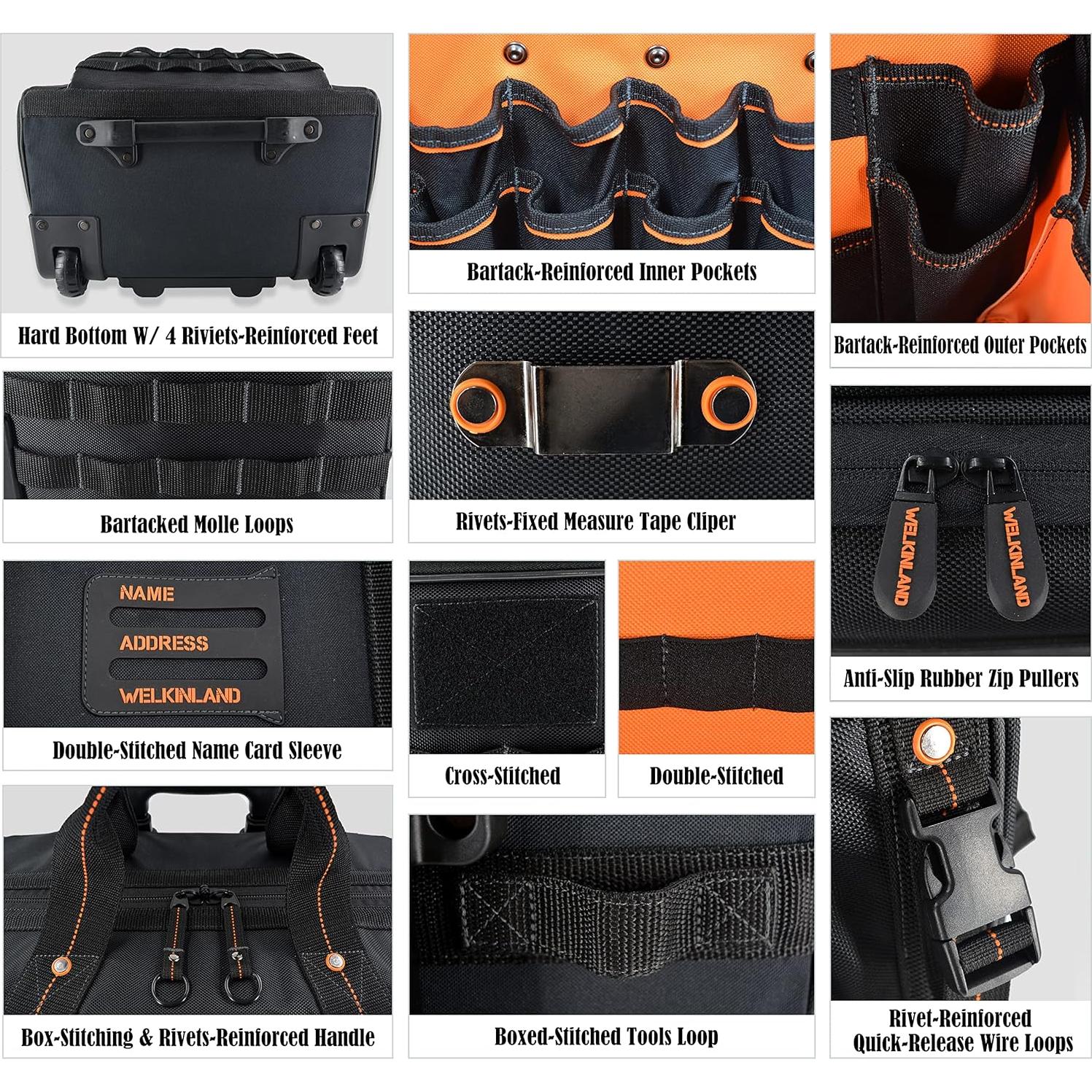 Bolsa de Herramientas Rodante WELKINLAND 46 Bolsillos 26"