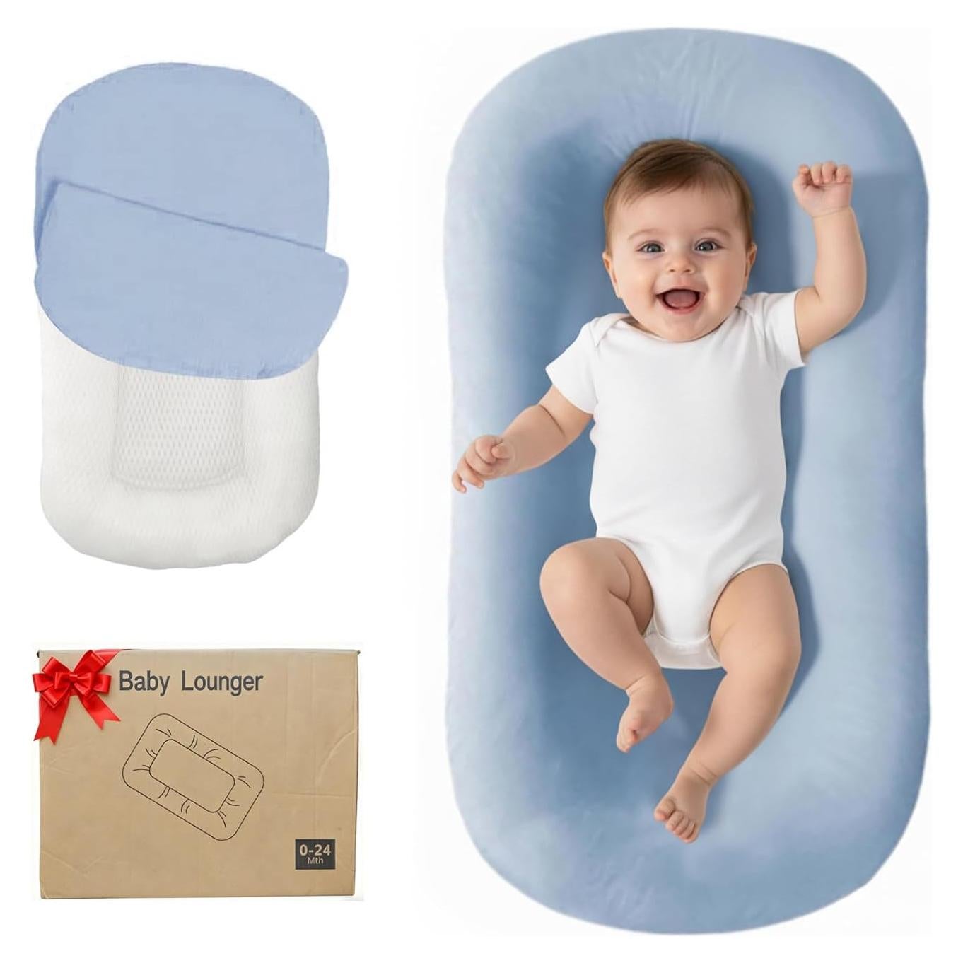 Lounger para Bebés Lucakuins Azul Algodón Orgánico 91x50cm