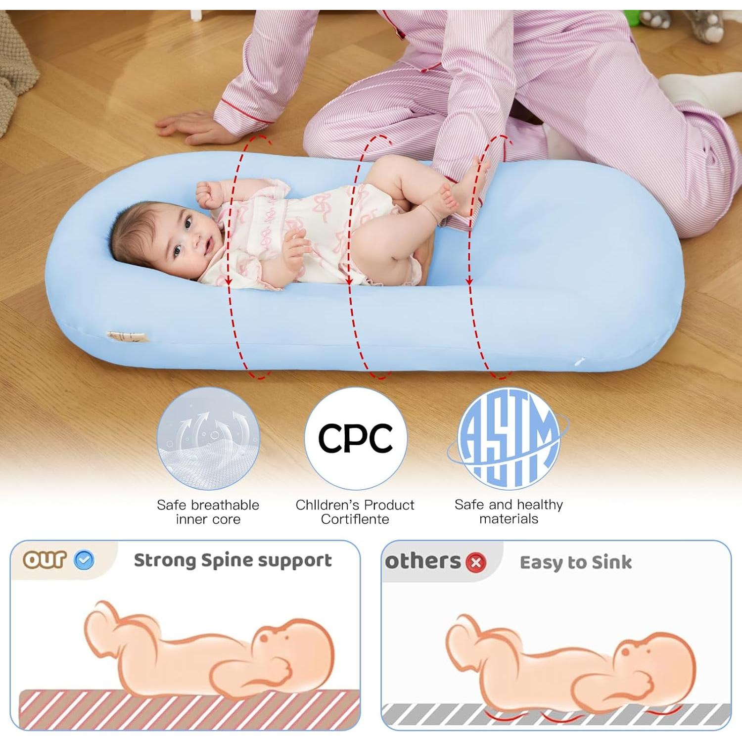 Lounger para Bebés Lucakuins Azul Algodón Orgánico 91x50cm