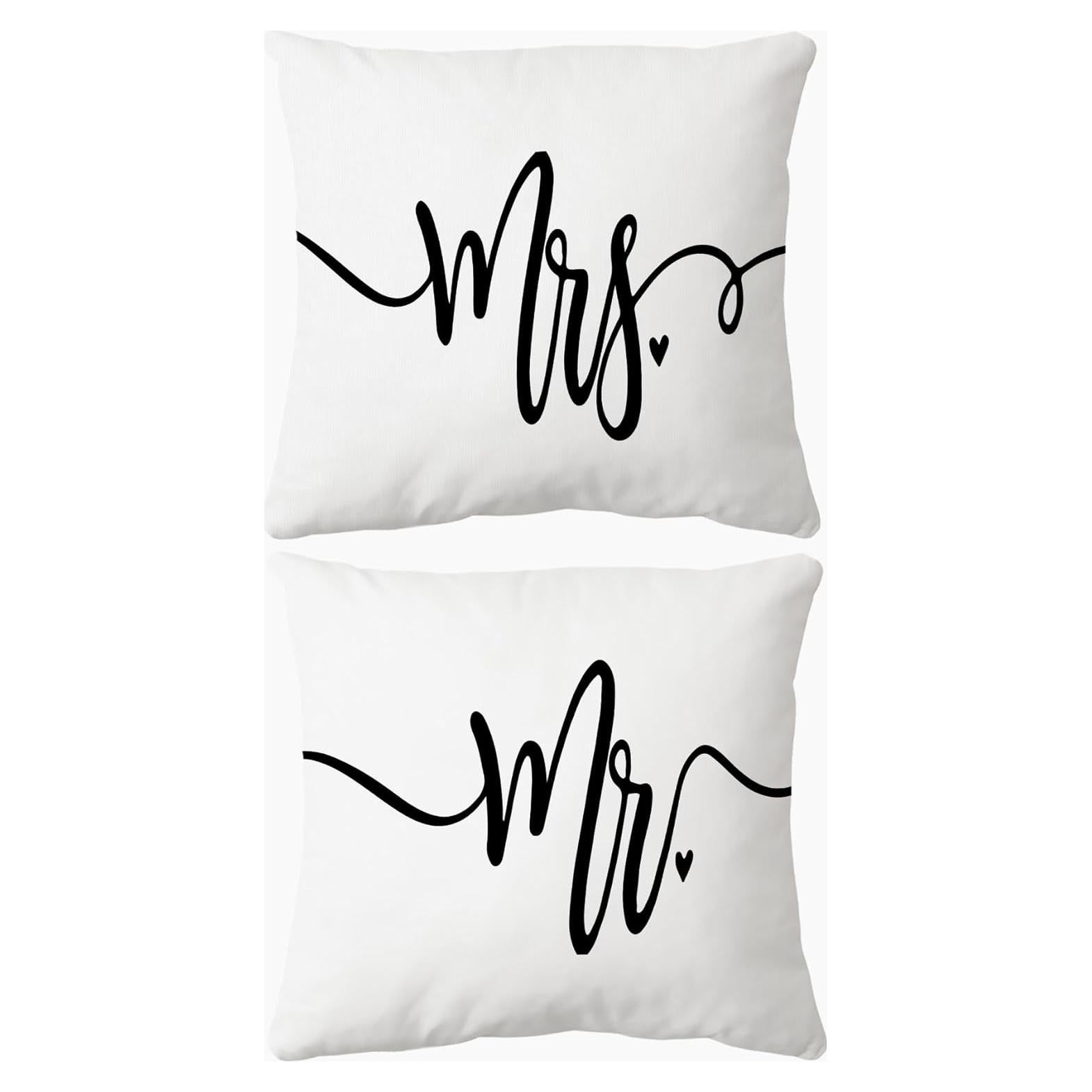 Juego de Fundas de Cojín Voatok 45x45 cm Modernas Mr.&Mrs. White