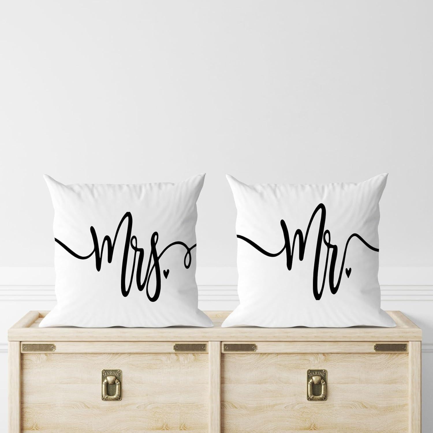 Juego de Fundas de Cojín Voatok 45x45 cm Modernas Mr.&Mrs. White