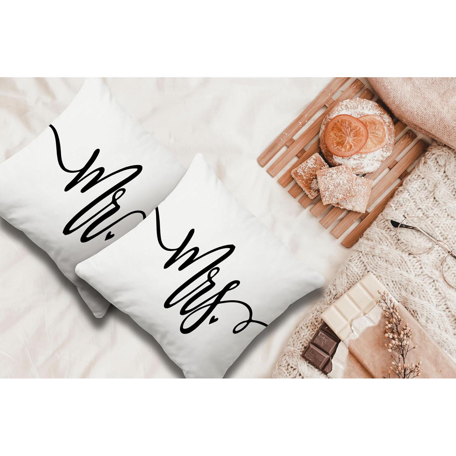 Juego de Fundas de Cojín Voatok 45x45 cm Modernas Mr.&Mrs. White