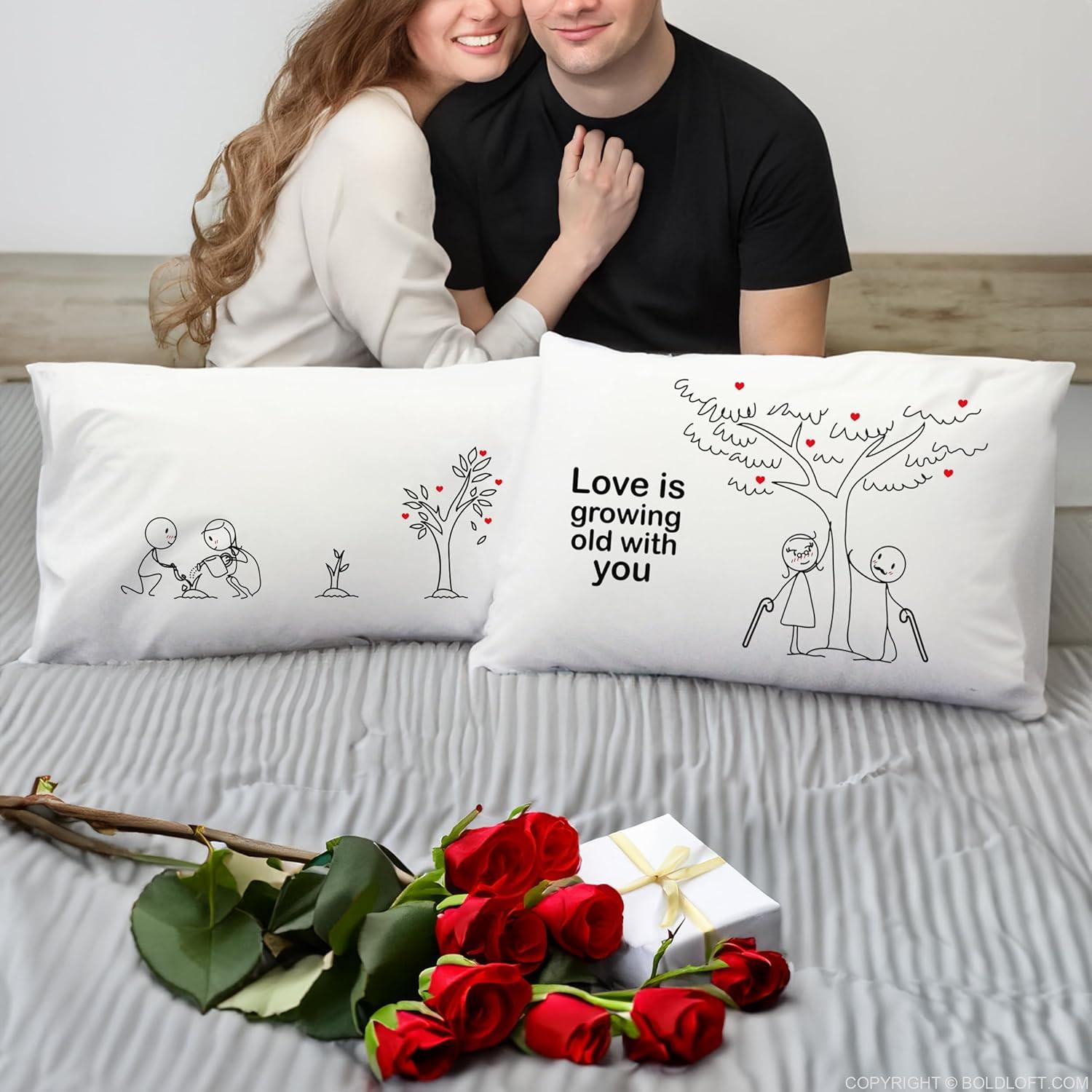 BoldLoft Fundas de Almohada para Parejas 76x50 cm - Regalos Aniversario