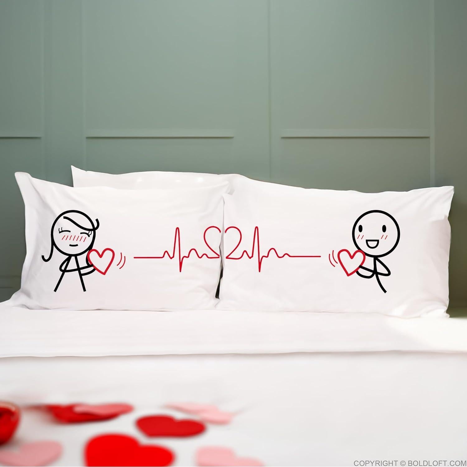 BoldLoft Fundas de Almohada para Parejas 50.8x76.2 cm Amor