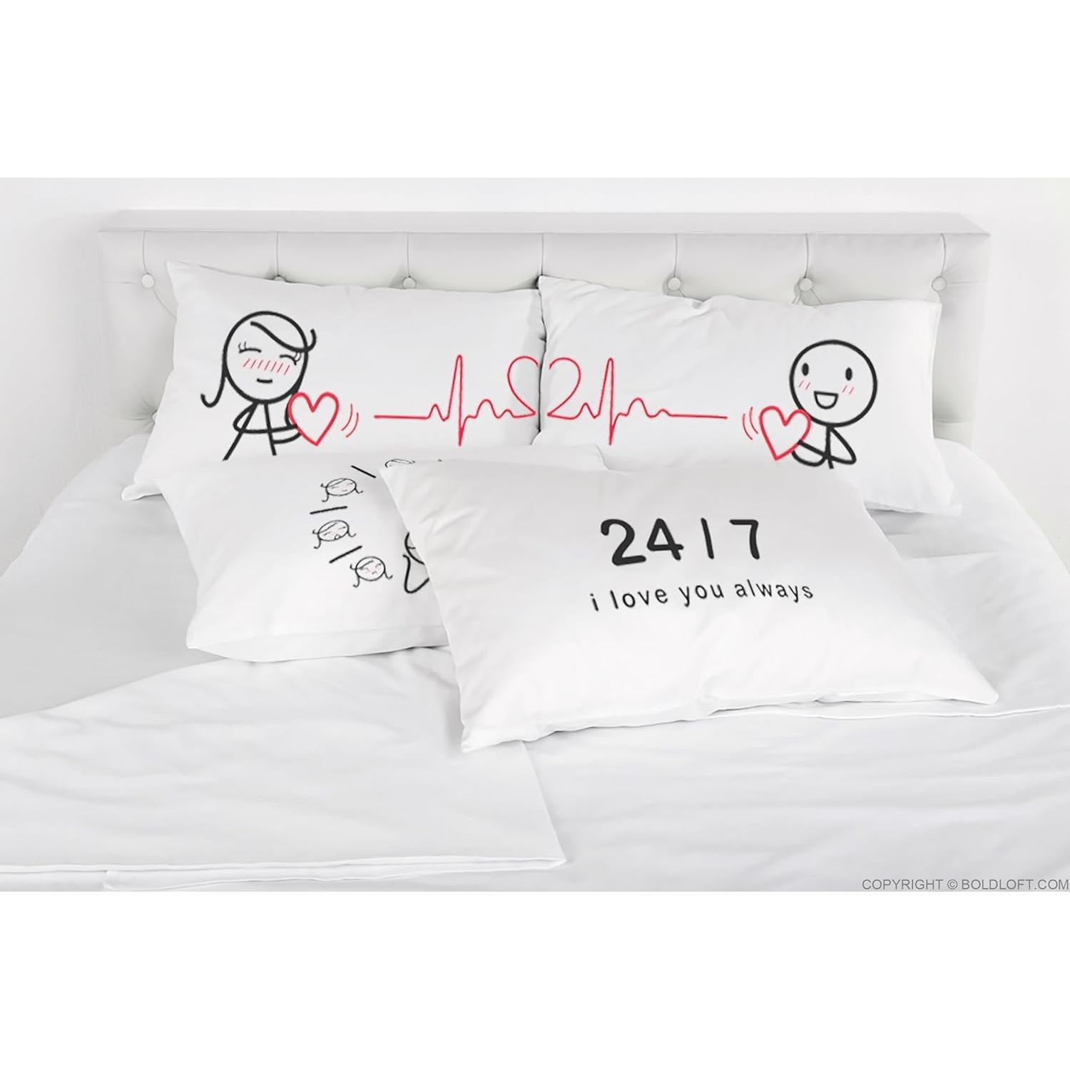 BoldLoft Fundas de Almohada para Parejas 50.8x76.2 cm Amor