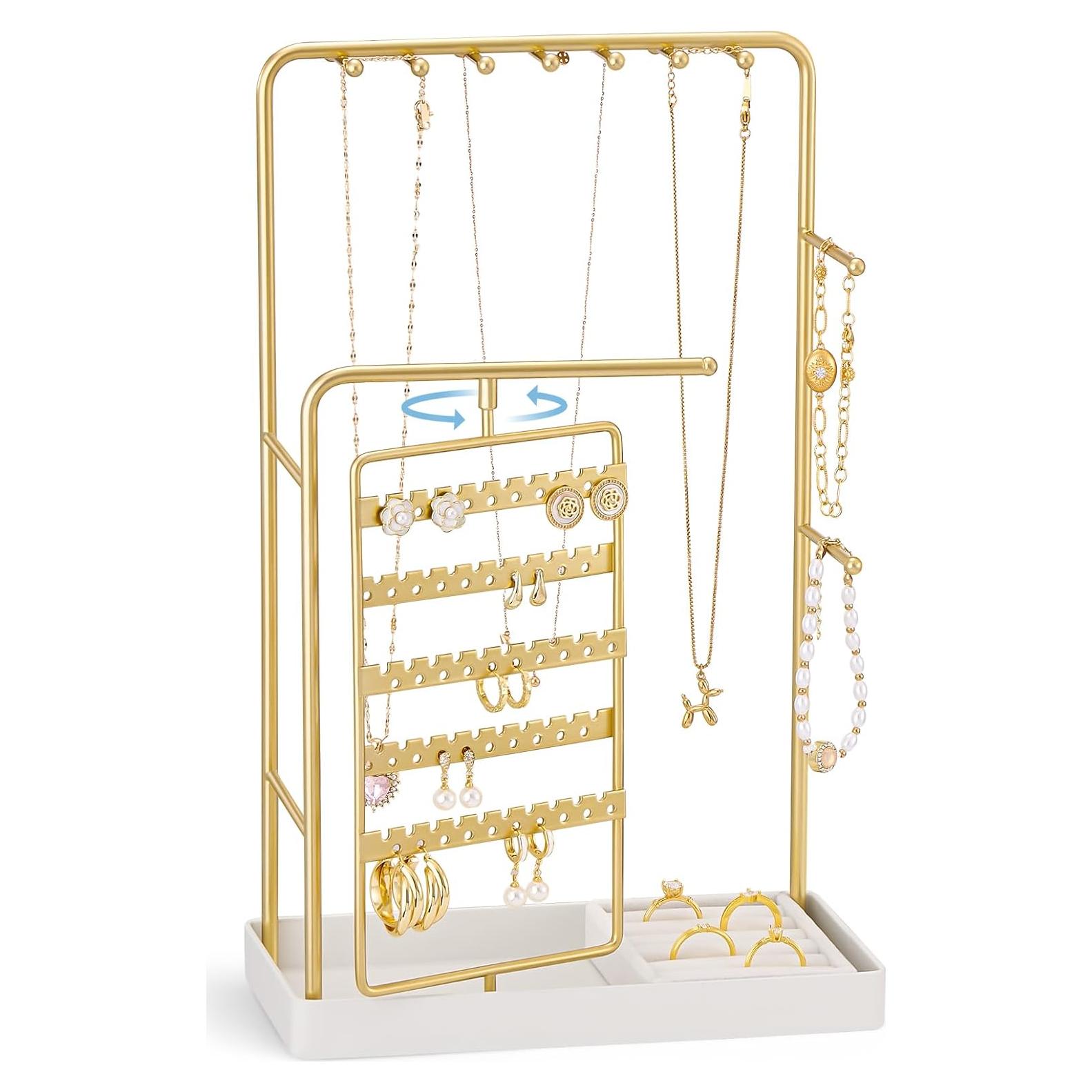 Soporte de Joyería ProCase Oro, Organizador Giratorio 360°