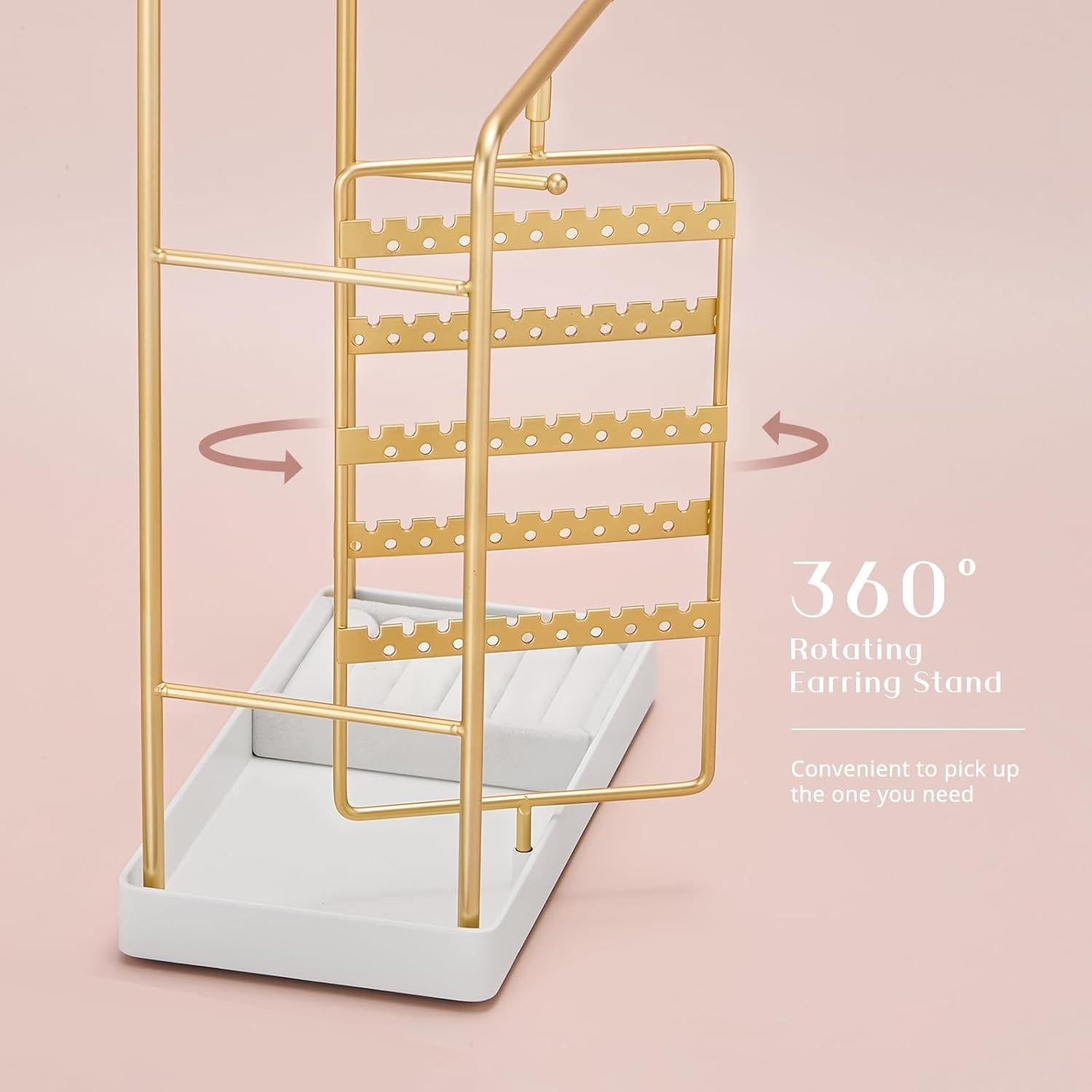 Soporte de Joyería ProCase Oro, Organizador Giratorio 360°