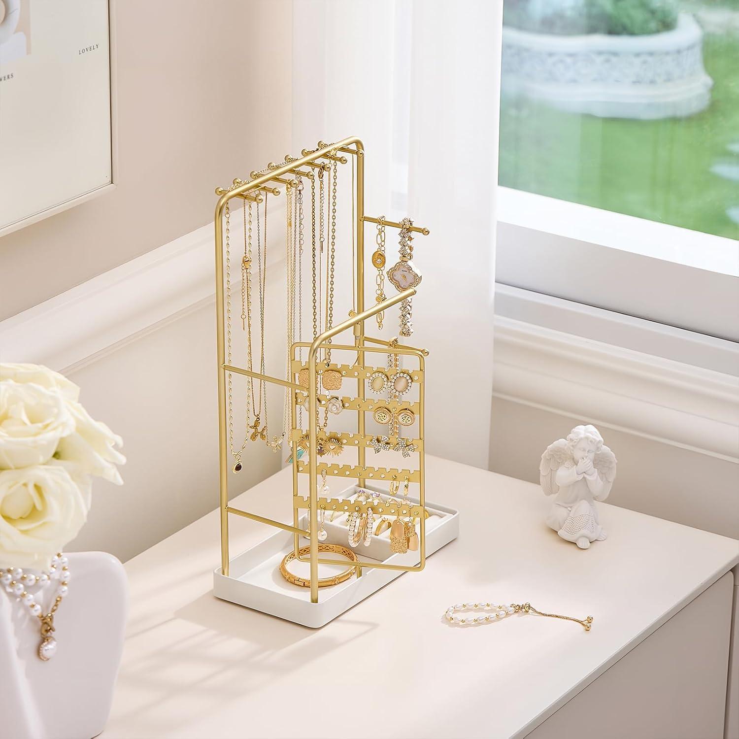 Soporte de Joyería ProCase Oro, Organizador Giratorio 360°