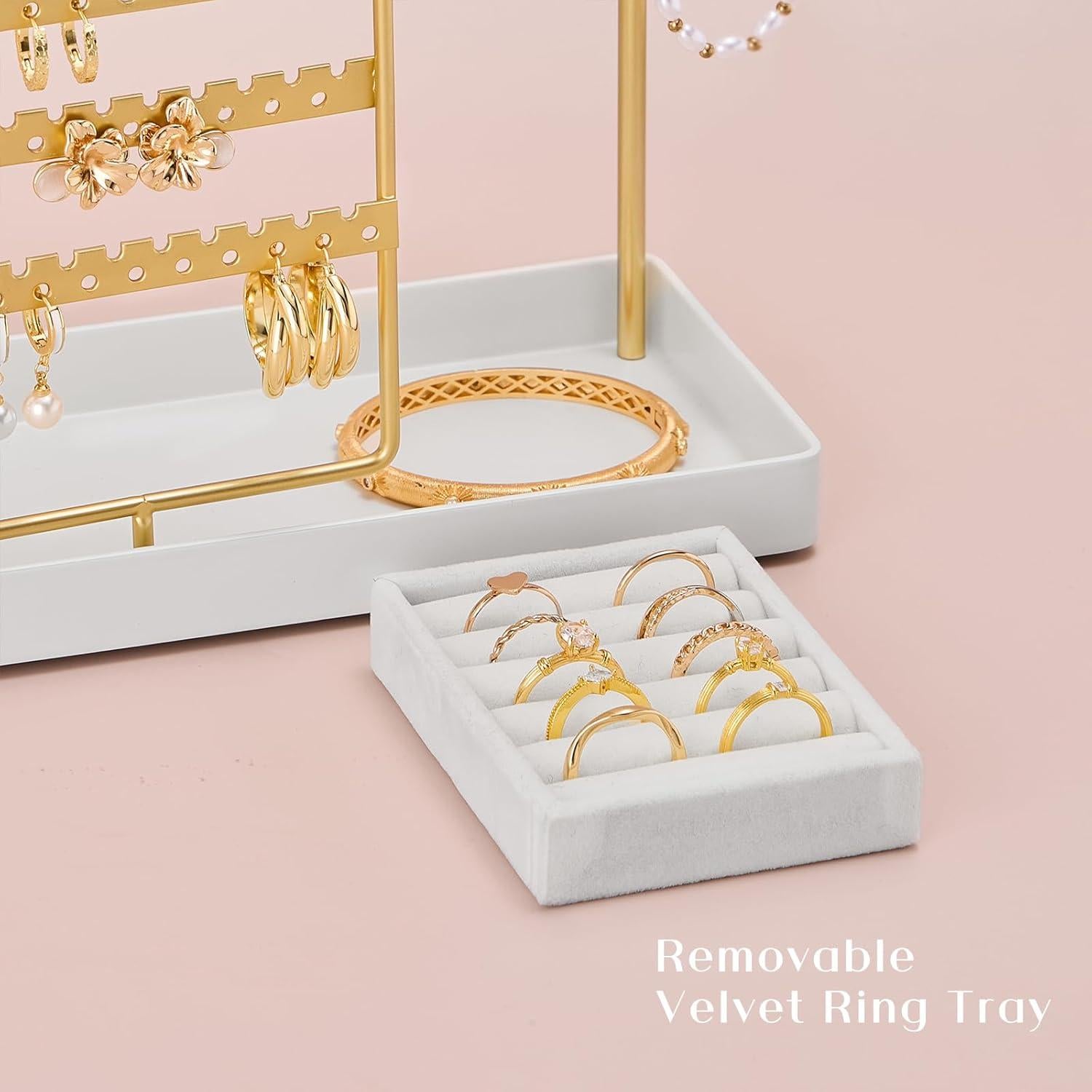 Soporte de Joyería ProCase Oro, Organizador Giratorio 360°