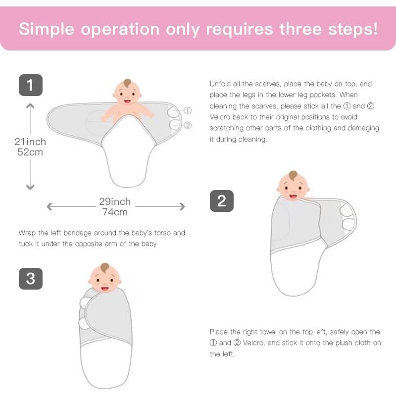 Envoltura de Swaddle Ajustable Sleepyturtle - Paquete de 3 Bebés