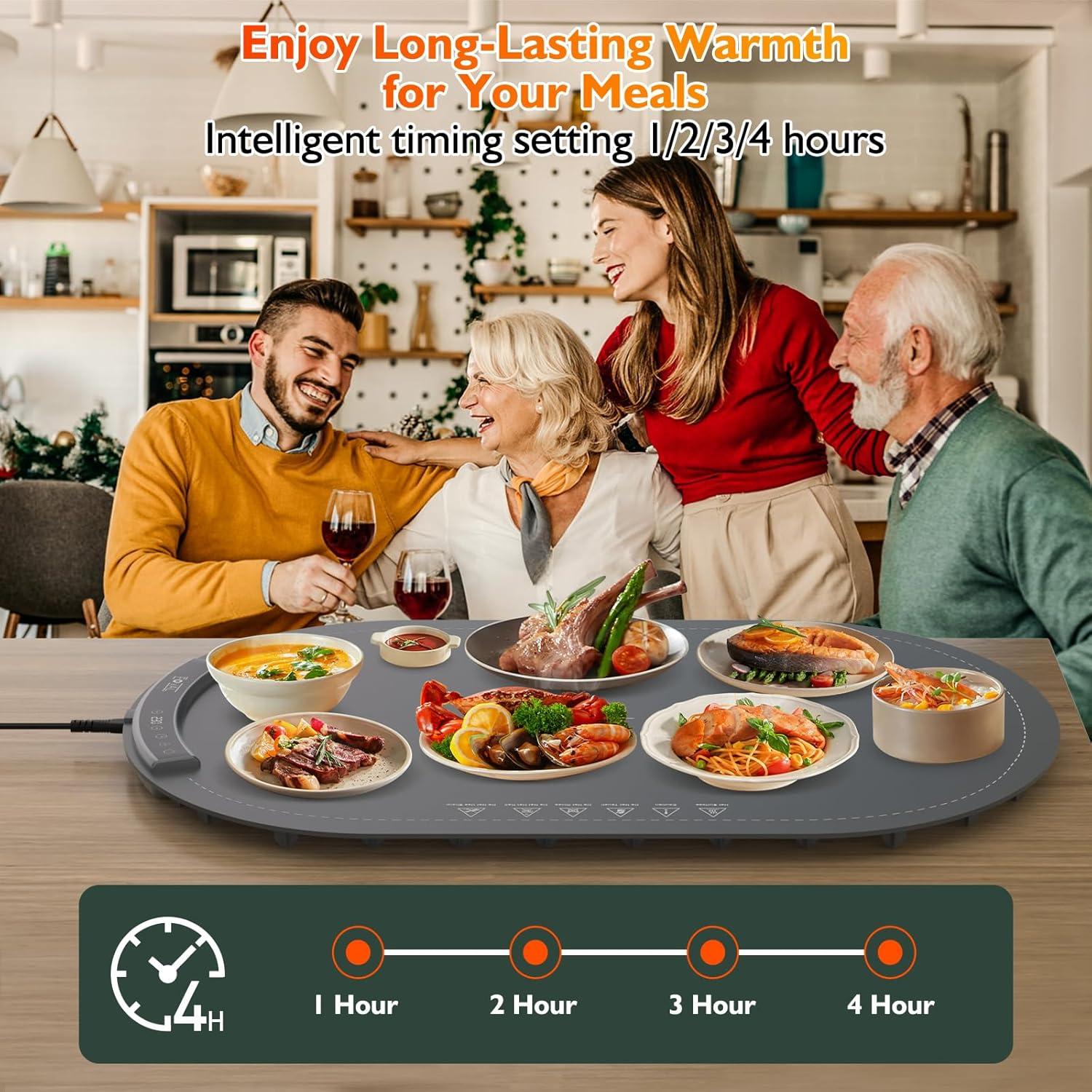 Alfombrilla Calentadora Eléctrica 6 Platos Silicona 40-110°C